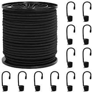 vidaXL Bungee k&ouml;ied konksudega 4 mm Must PP ja kumm