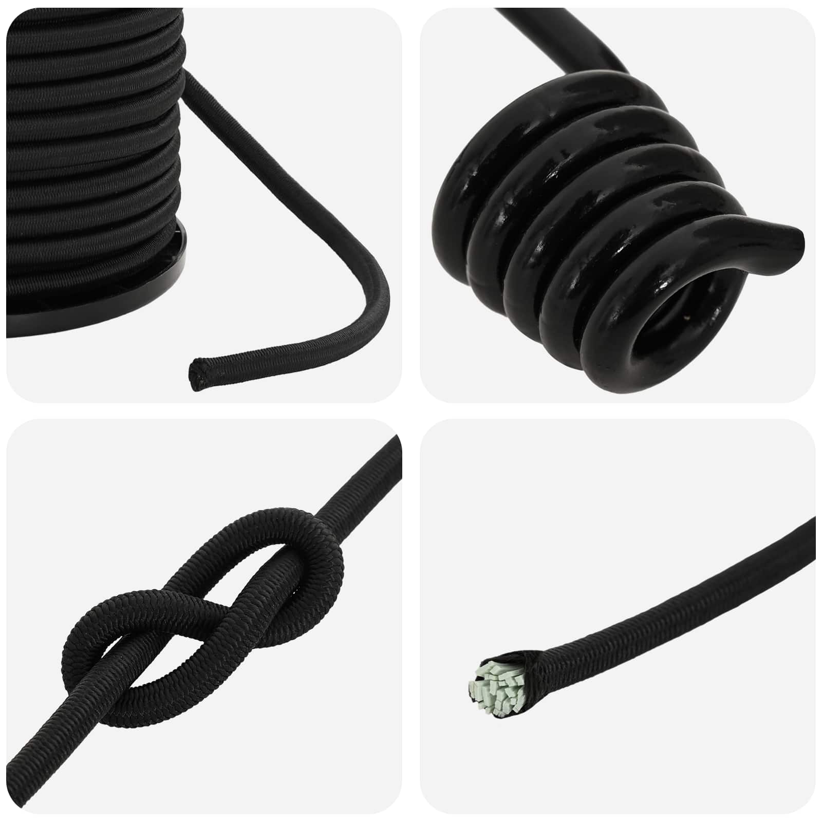 Bungee vrvi s kljukami 4 mm Črna PP in guma