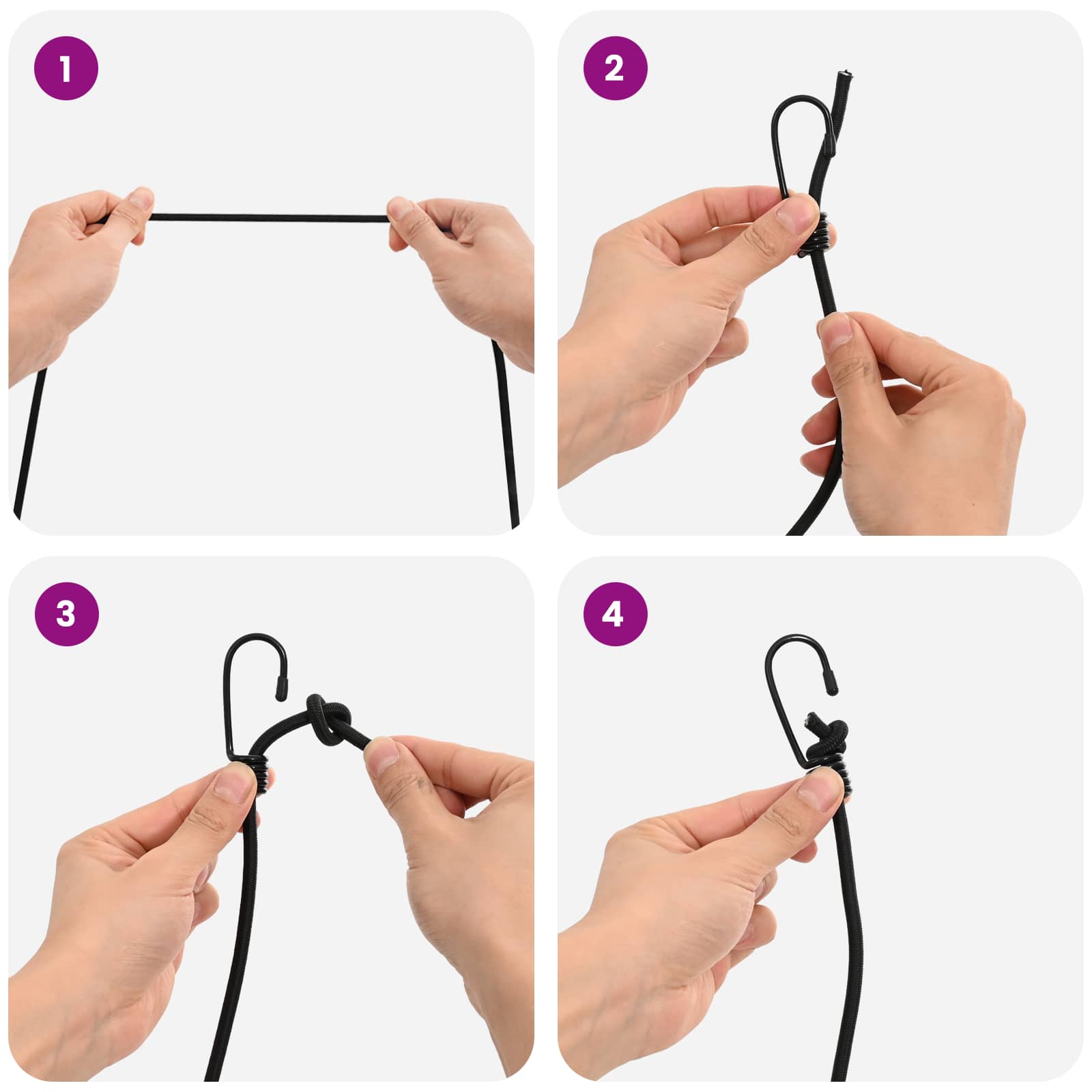 Bungee vrvi s kljukami 4 mm Črna PP in guma