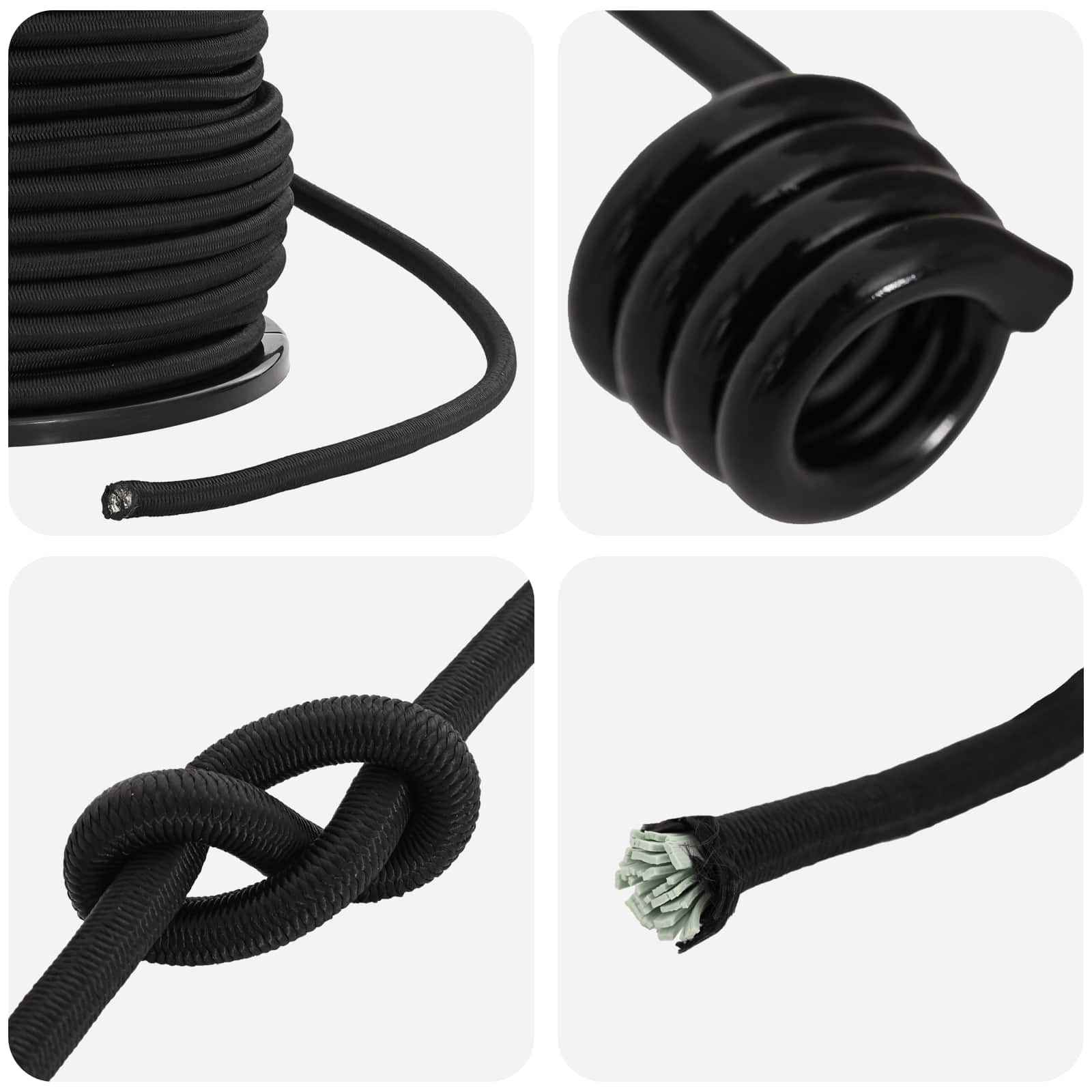 Bungee vrvi s kljukami 10 mm Črna PP in guma