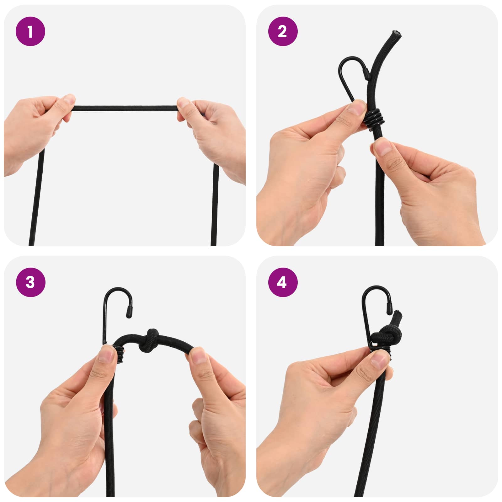 Bungee vrvi s kljukami 10 mm Črna PP in guma