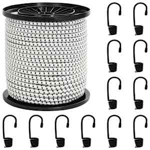 vidaXL Bungee k&ouml;ied konksudega 4 mm Must ja Valge PP ja kumm