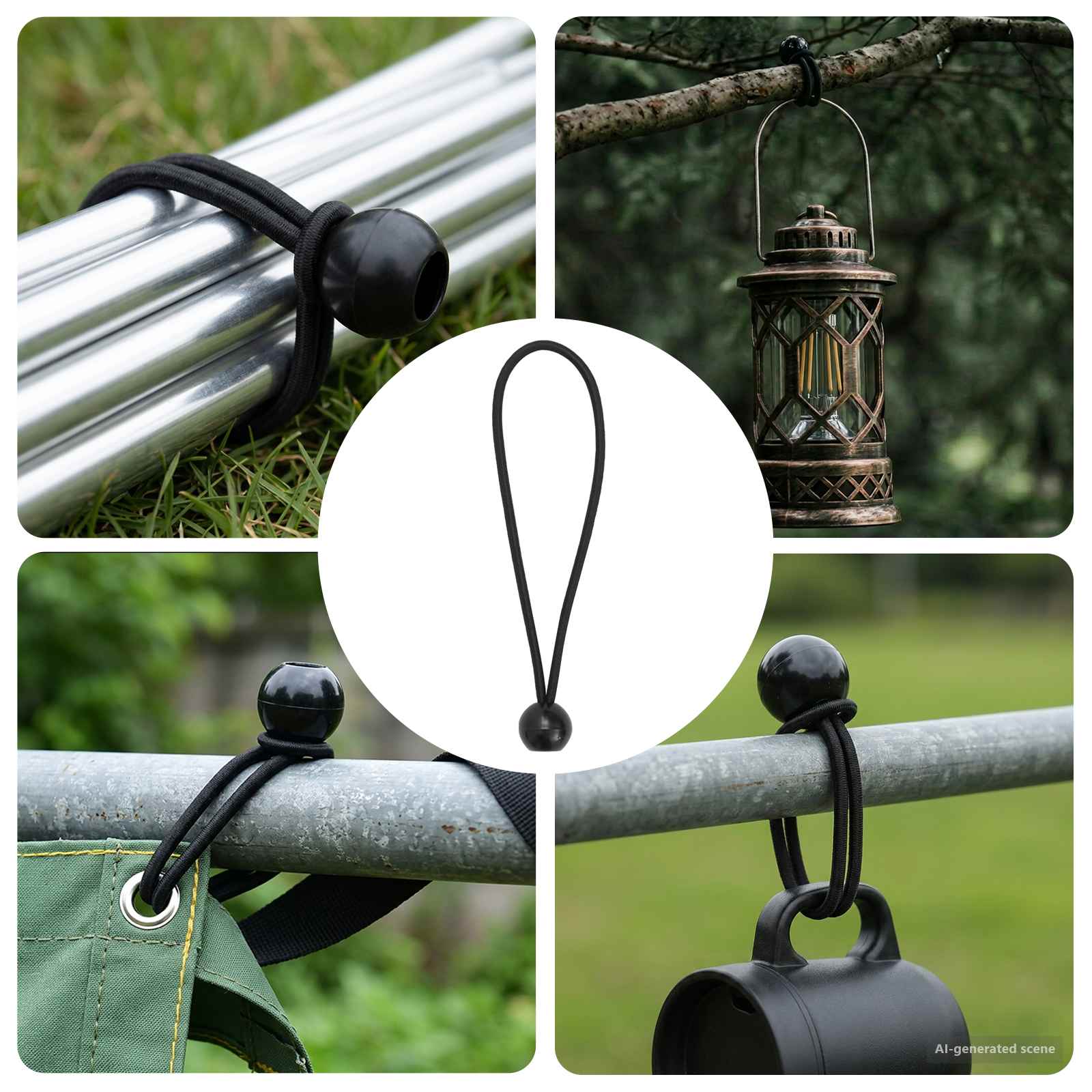 vidaXL Bungee snorer med kuler 100 stk. Svart 4 mm x 22 cm Polypropen