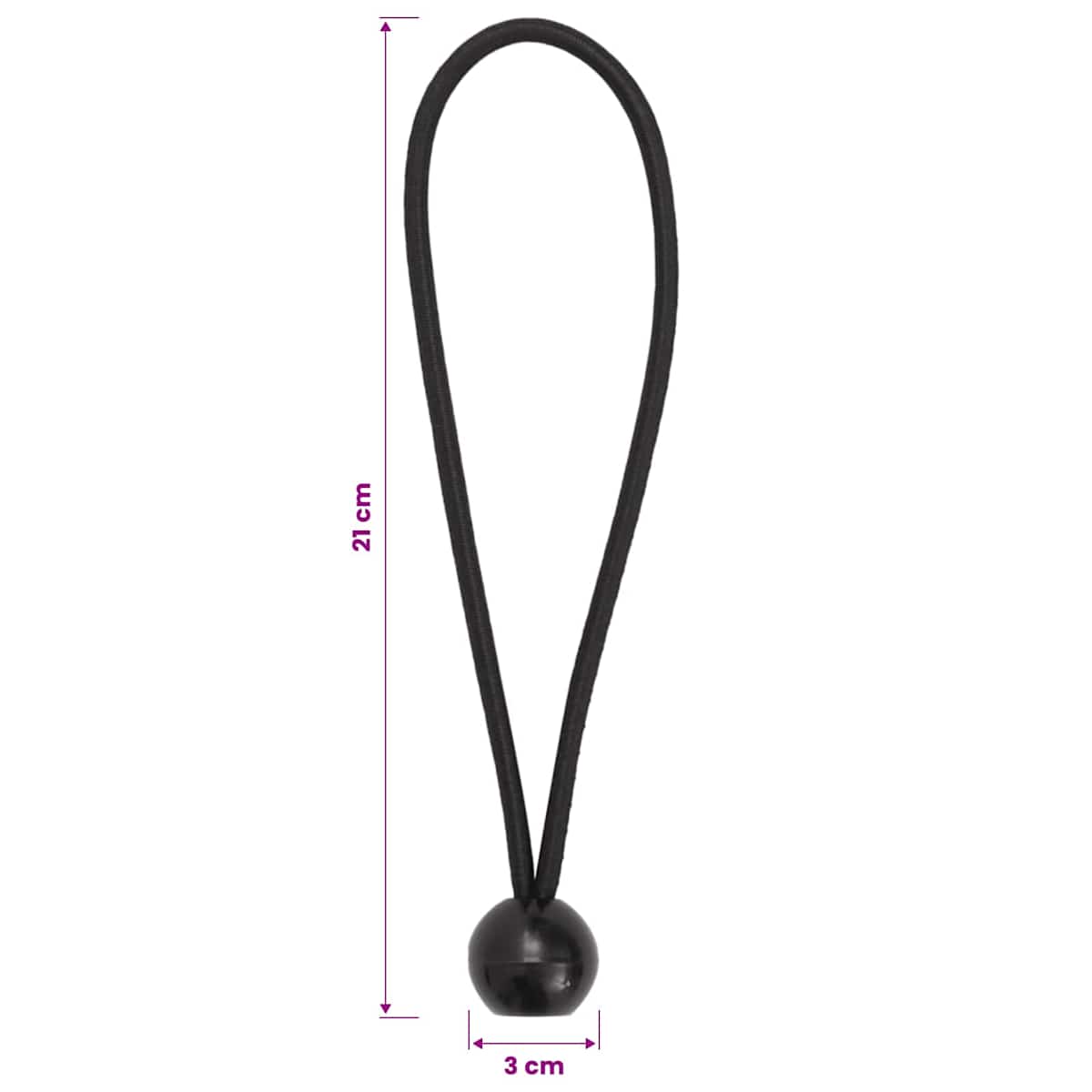 Bungee Snore med Bolde Sort 4 mm x 22 cm Polypropylen - Billede 4