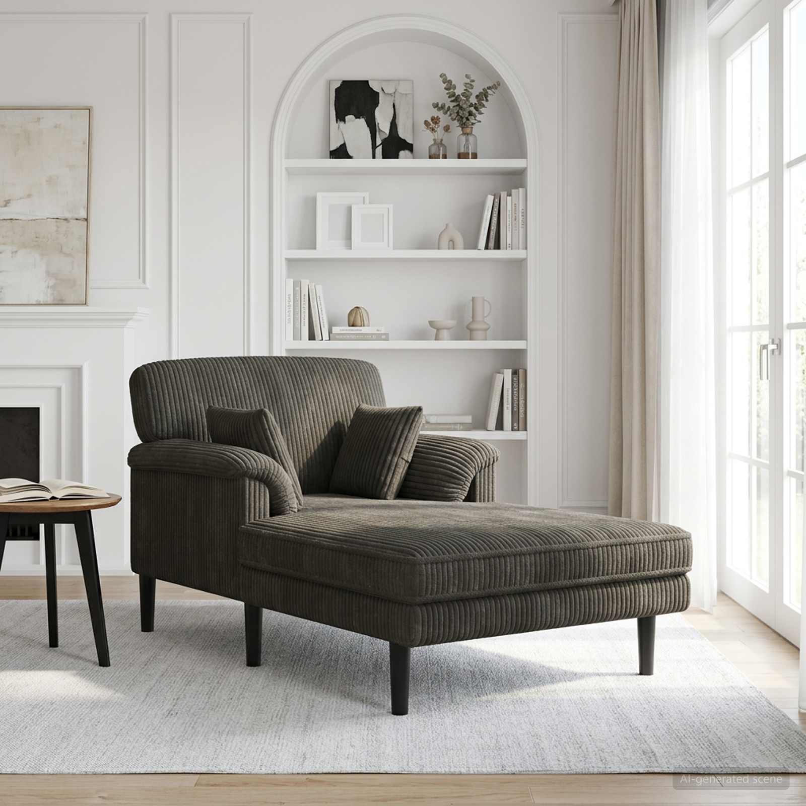 vidaXL Chaiselong Antracit Corduroy stof