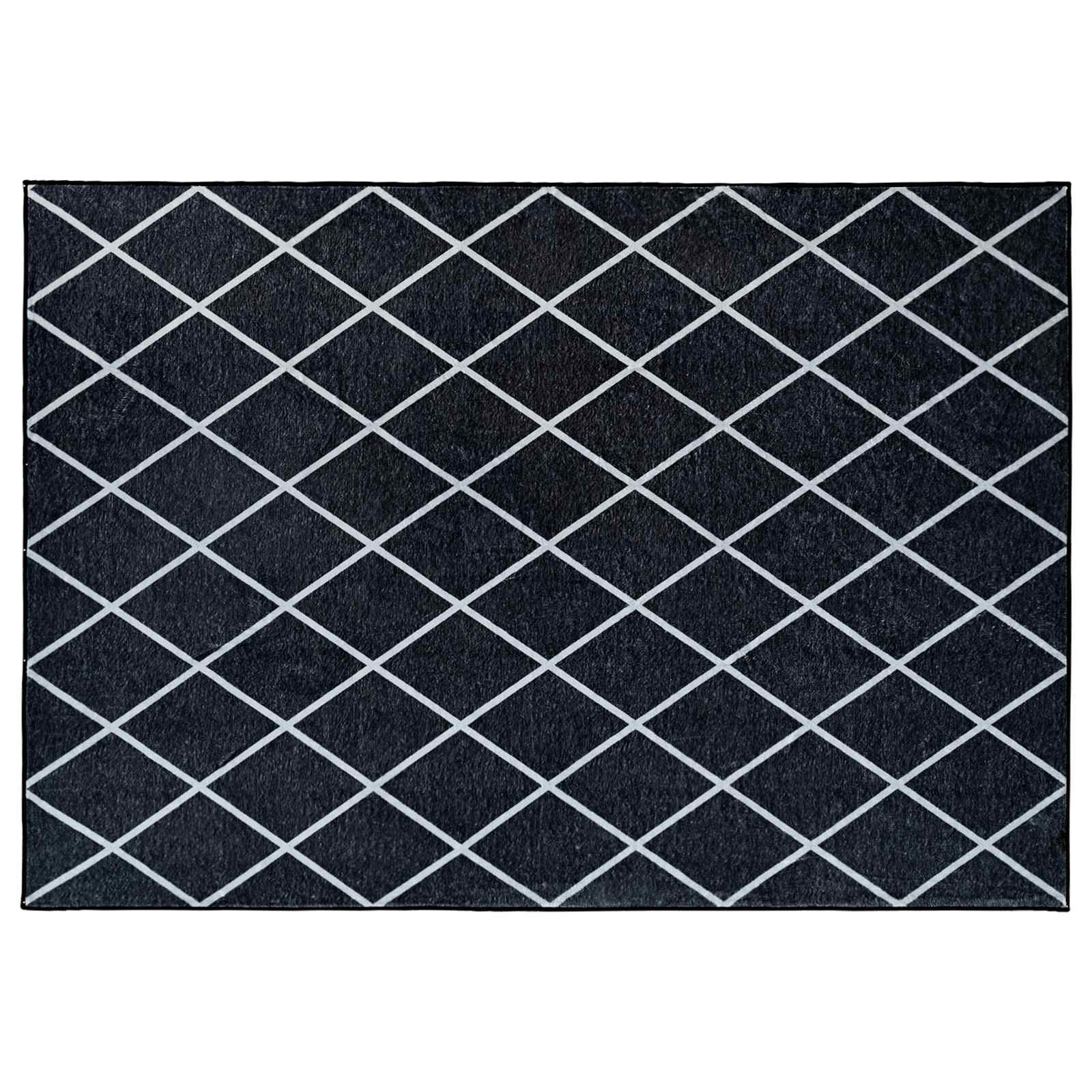Vloerkleed ORIZ Zwart diamantpatroon 140 x 200 cm image 2
