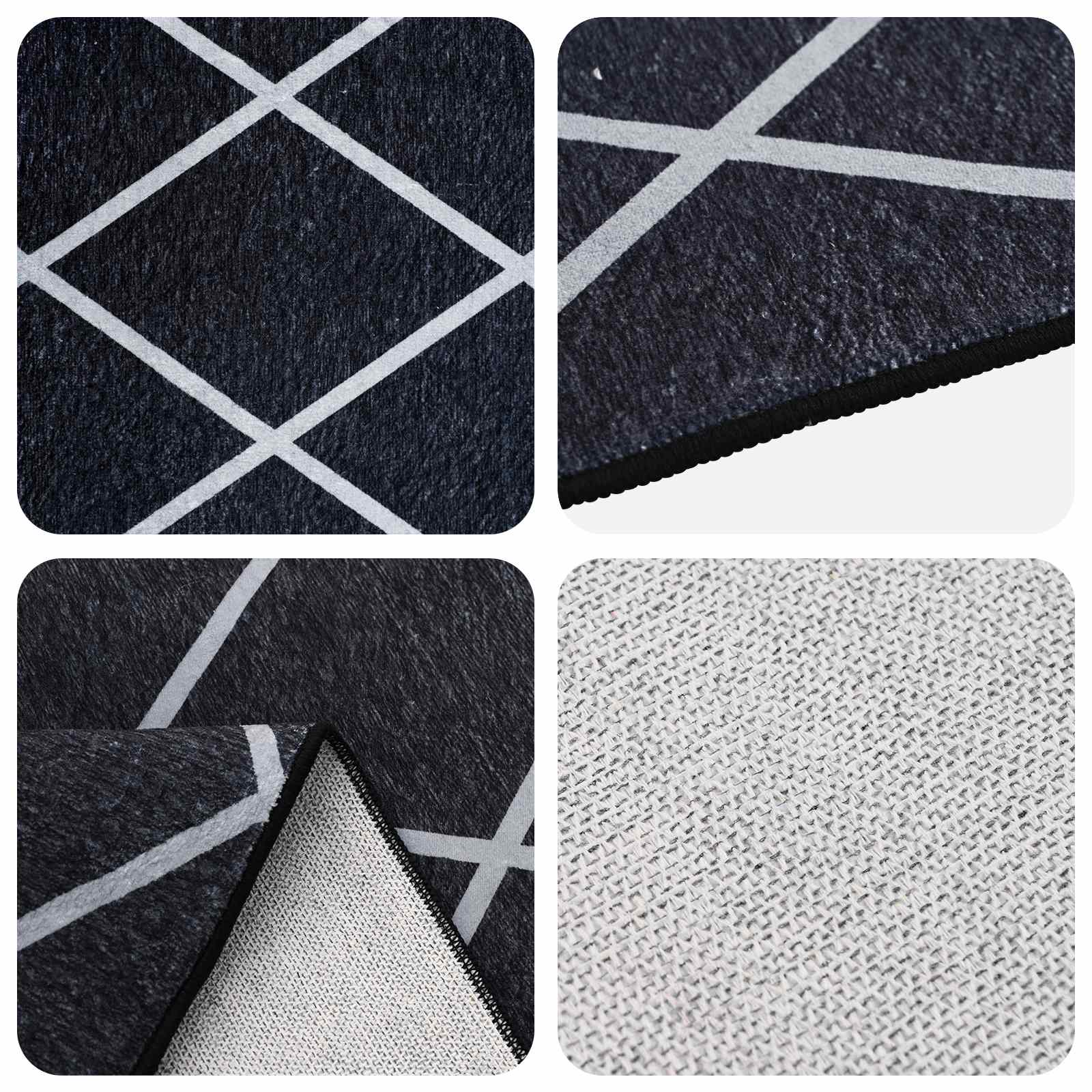 vidaXL - Tapijt - ORIZ - Zwart - diamantpatroon - 200 - x - 200 - cm - 100% - Polyester