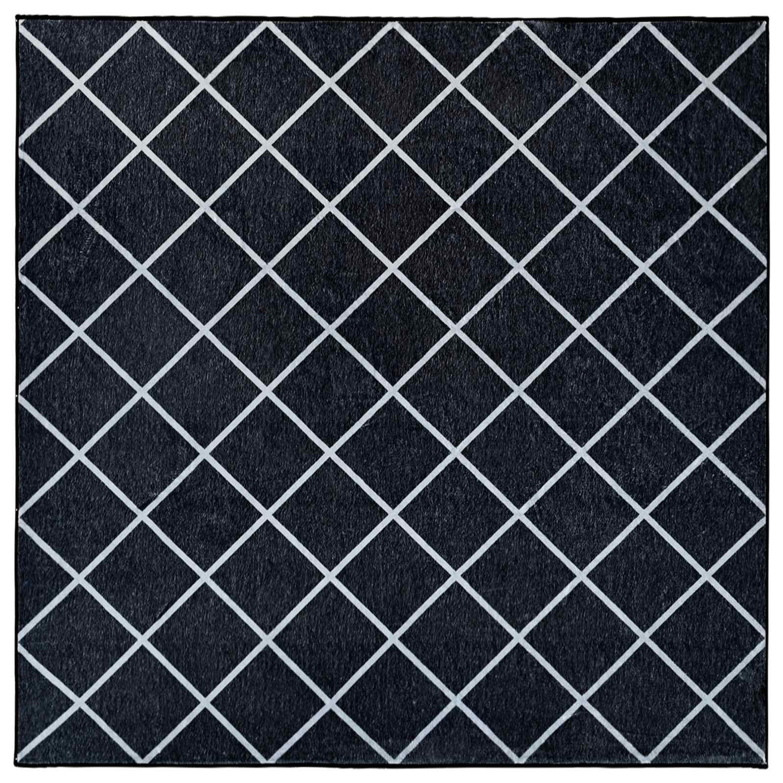 vidaXL Koberec ORIZ Čierny diamantový vzor 200 x 200 cm 100% polyester