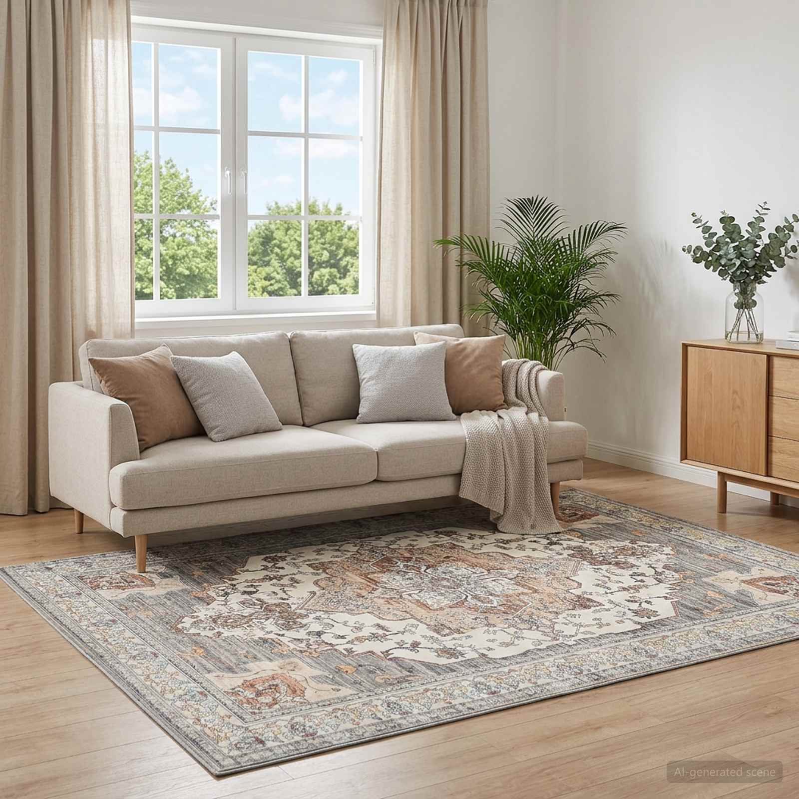 Vloerkleed ORIZ Bruin 160 x 160 cm 100% polyester image 1