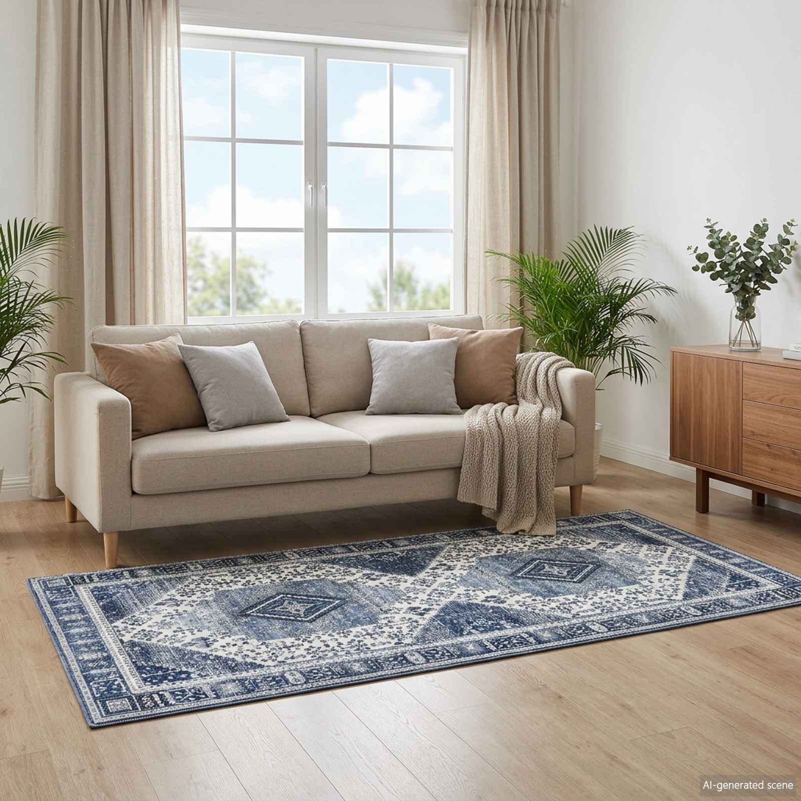 Vloerkleed ORIZ Donkerblauw 80 x 200 cm 100% polyester image 1