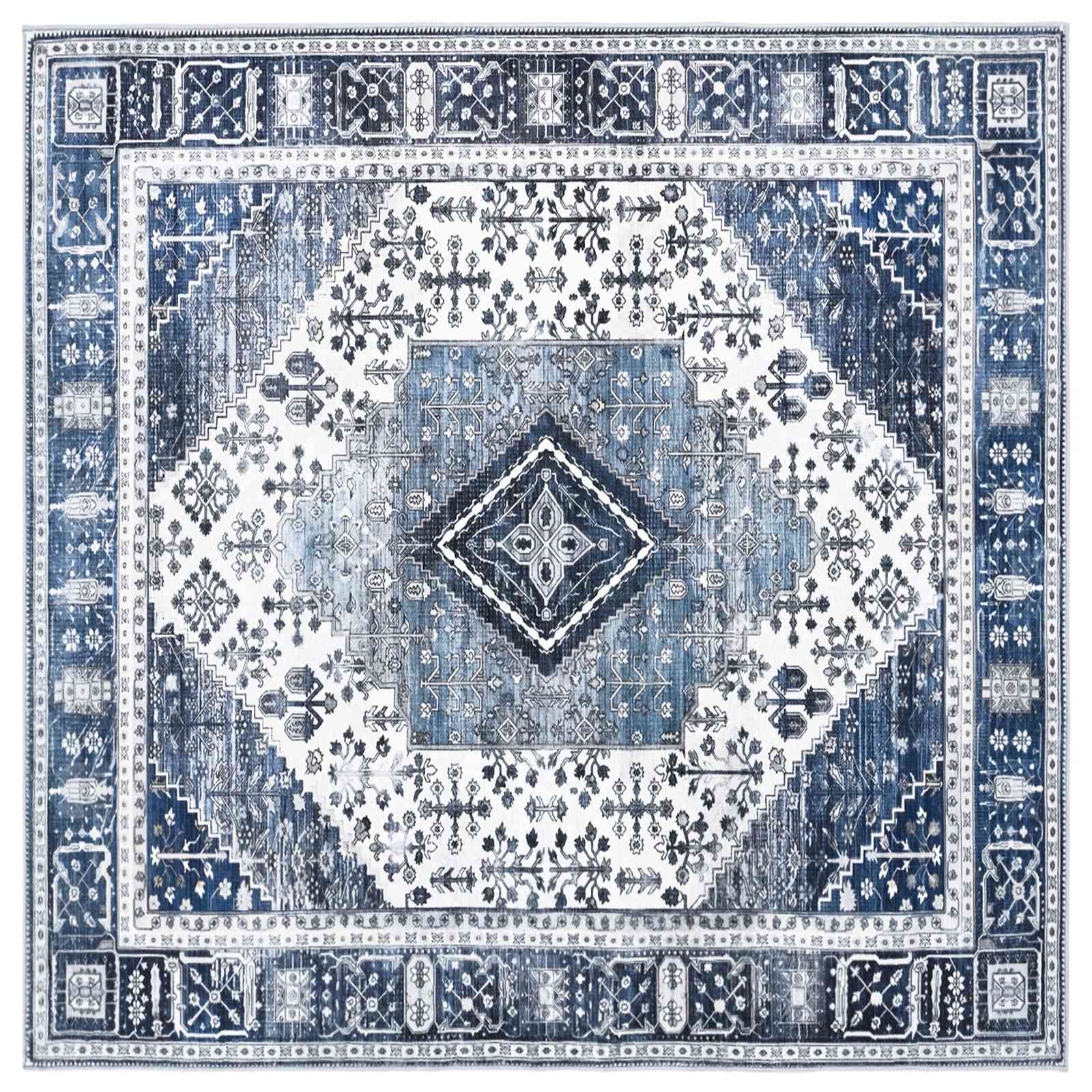 Vloerkleed ORIZ Donkerblauw 160 x 160 cm 100% polyester image 2