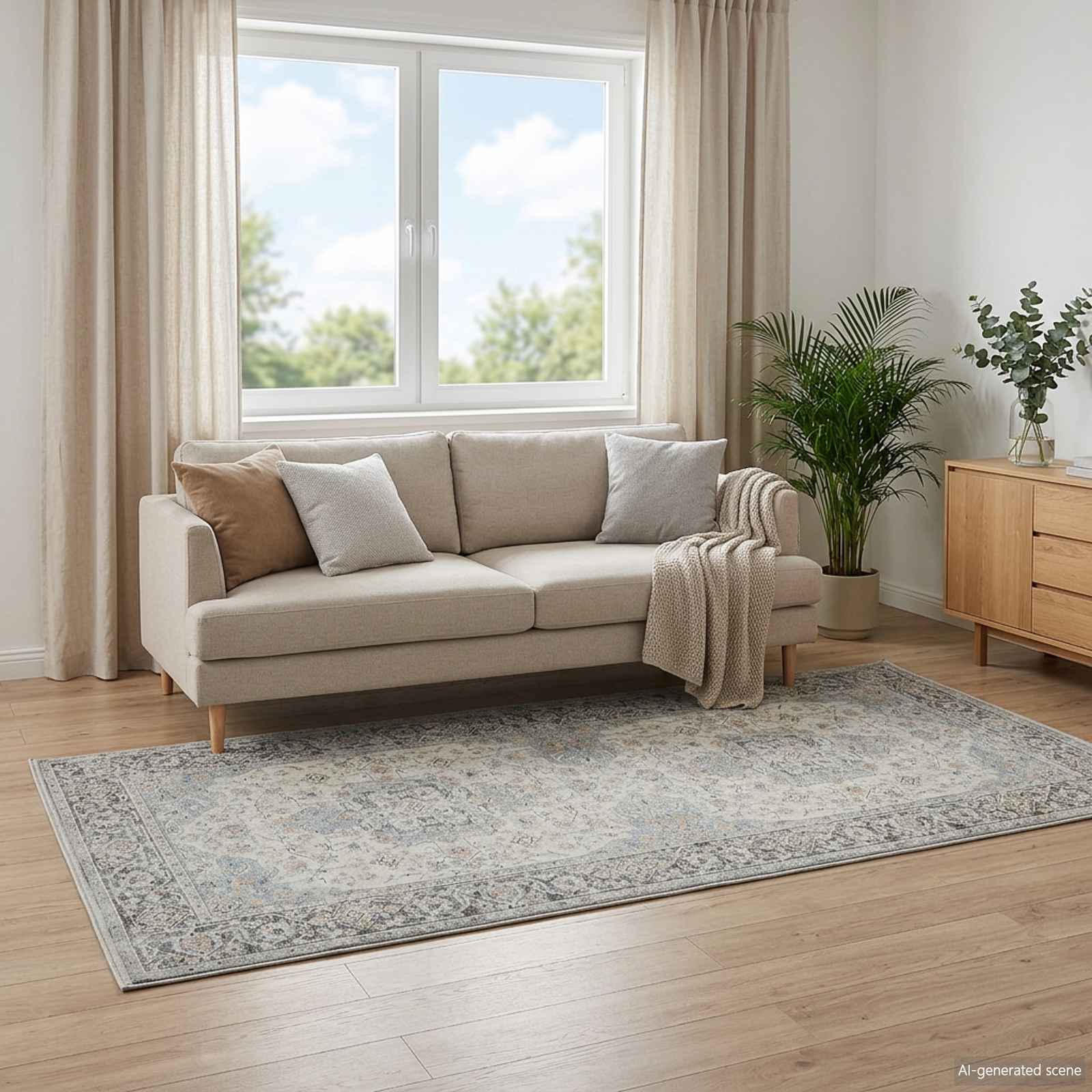 Vloerkleed ORIZ Crèmekleurig 80 x 200 cm 100% polyester image 1
