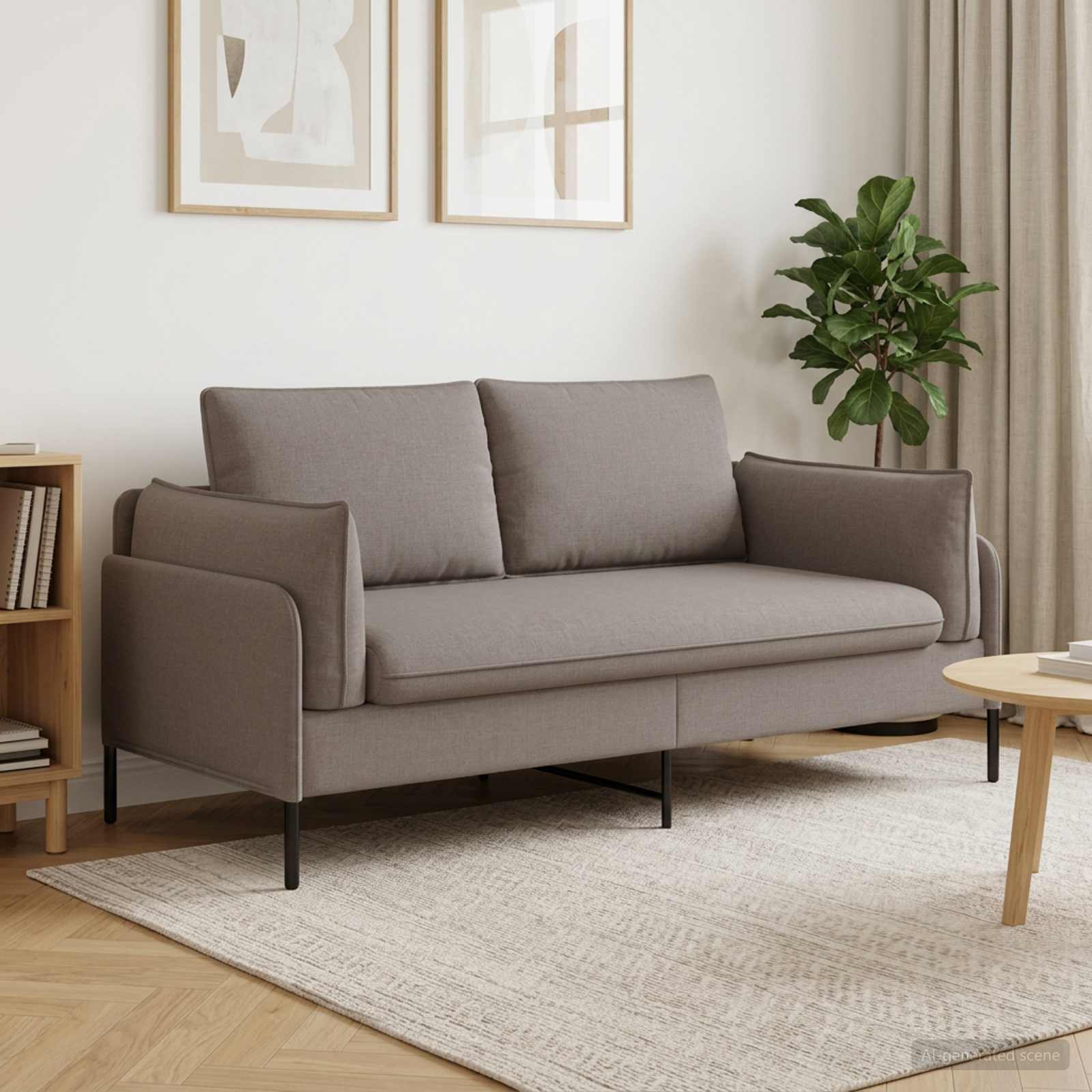 Kavč za 2 osebi Taupe 188 x 81 x 89 cm Blago