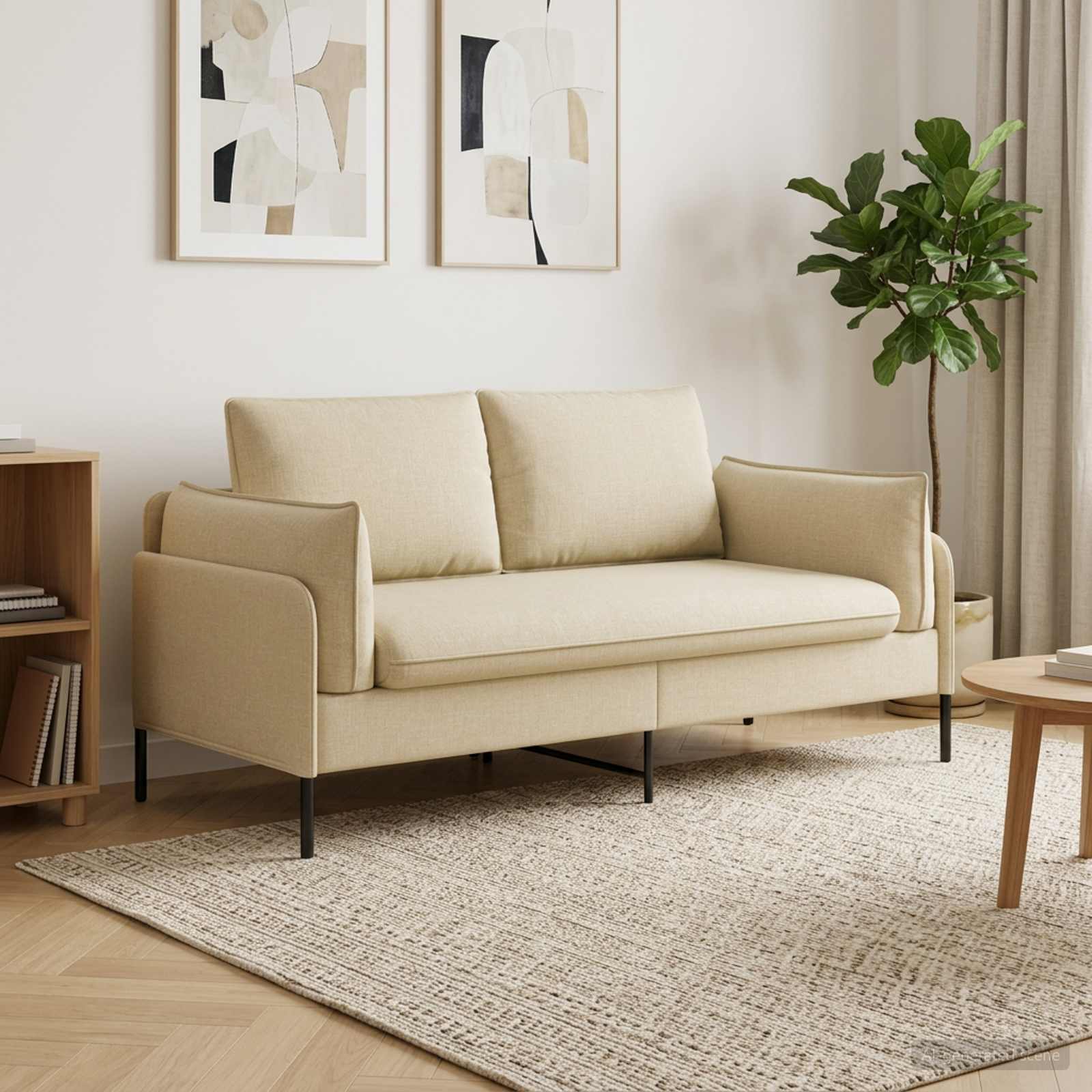Kavč za 2 osebi Krem 188 x 81 x 89 cm Blago