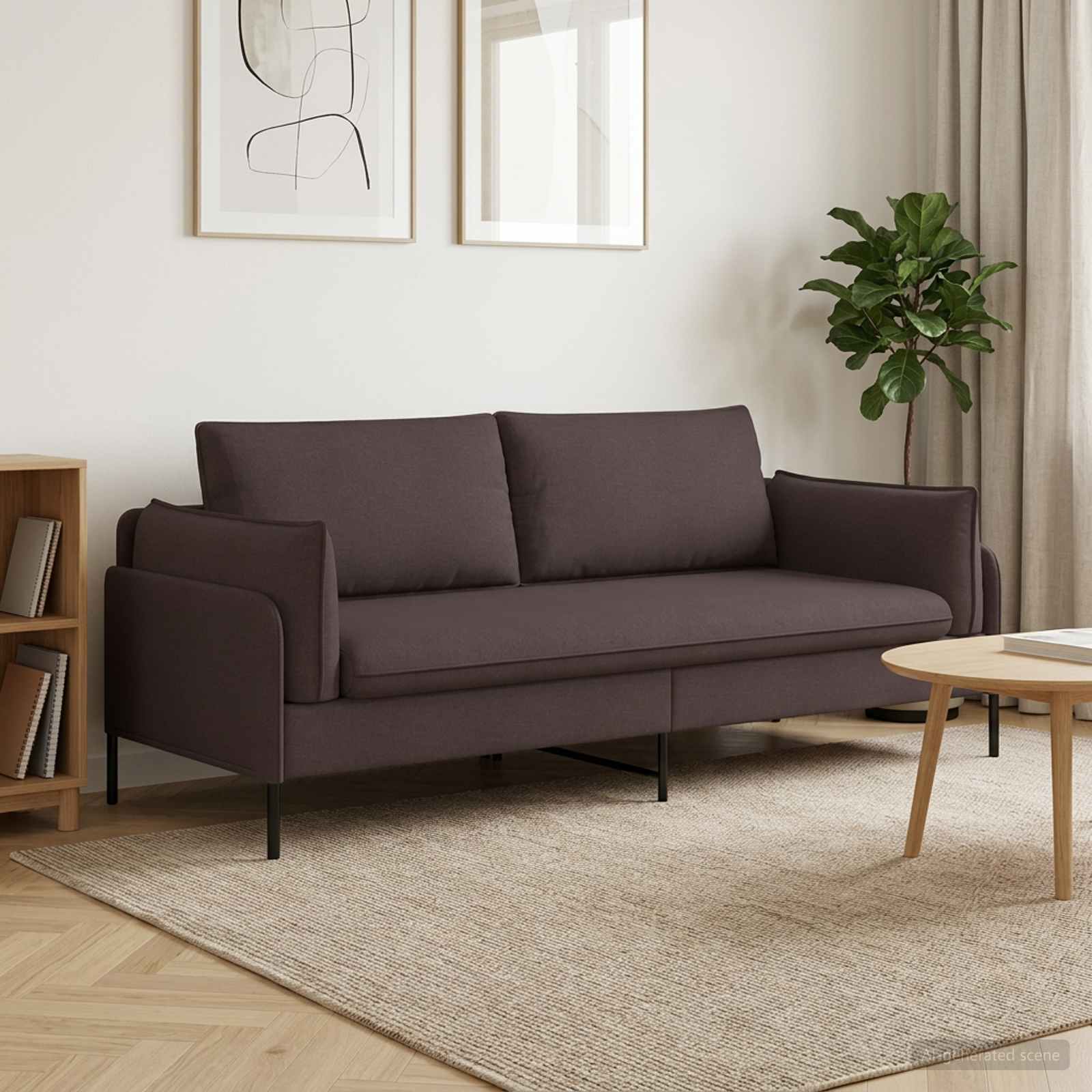 vidaXL 3-personers sofa Mørk Brun 222 x 81 x 89 cm Stof