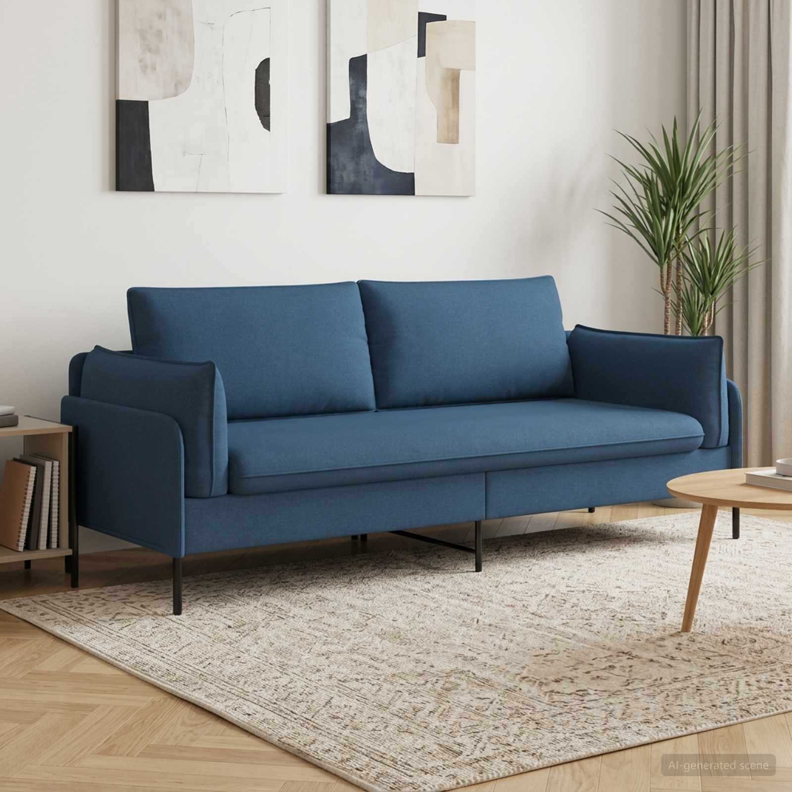 3-sedežna sedežna Modra 222 x 81 x 89 cm Blago