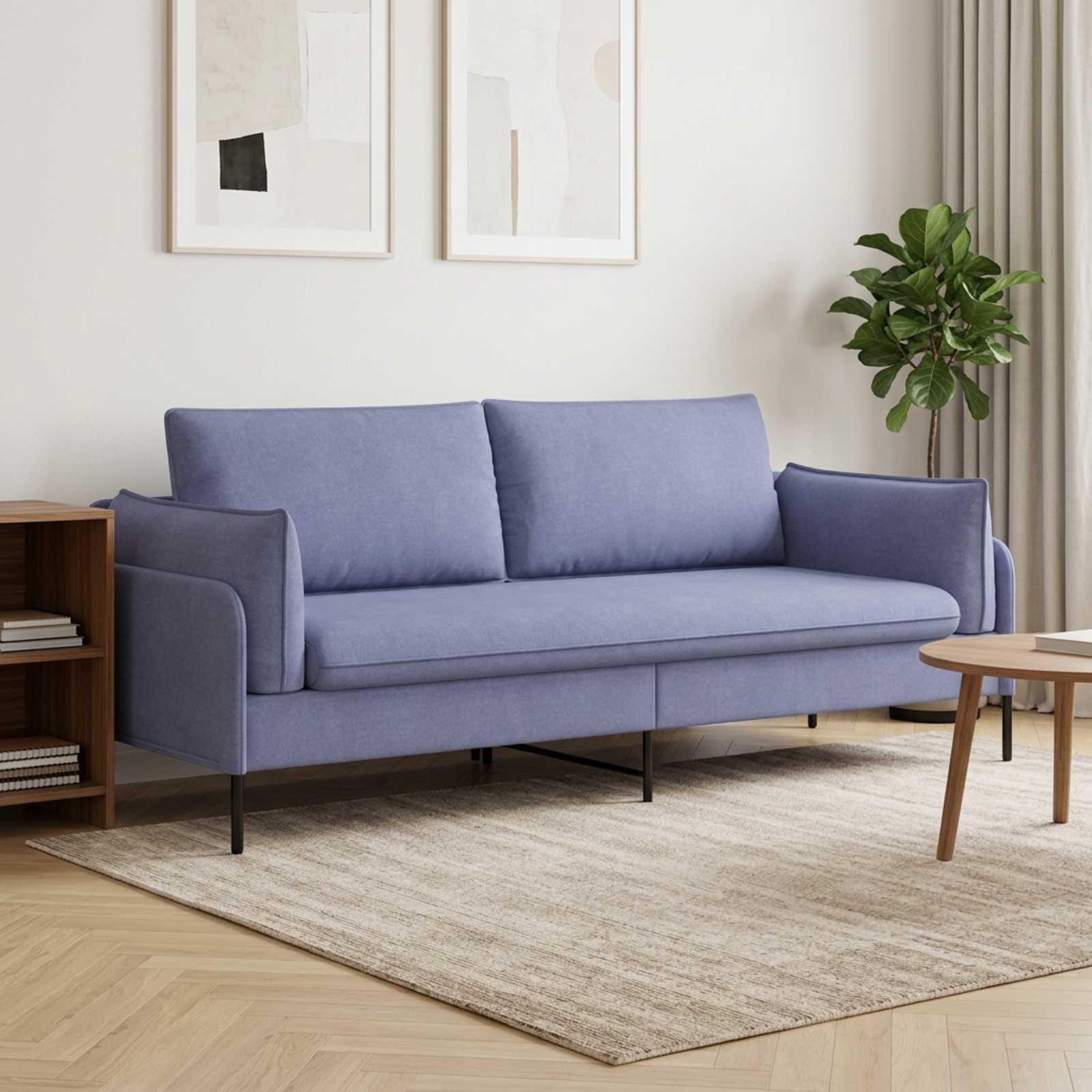 3-sedežna sedežna Jeans modra 222 x 81 x 89 cm Blago