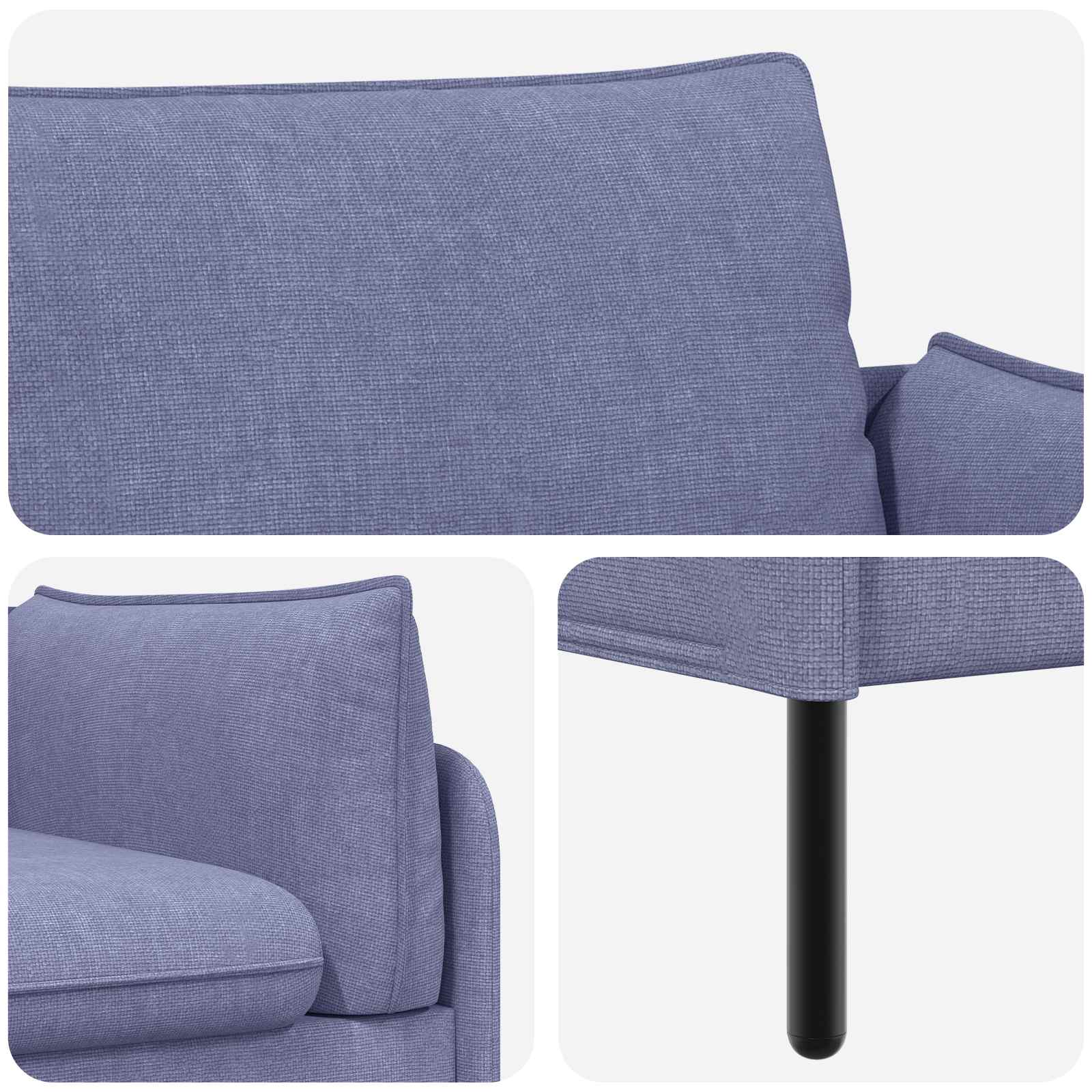 3-sedežna sedežna Jeans modra 222 x 81 x 89 cm Blago
