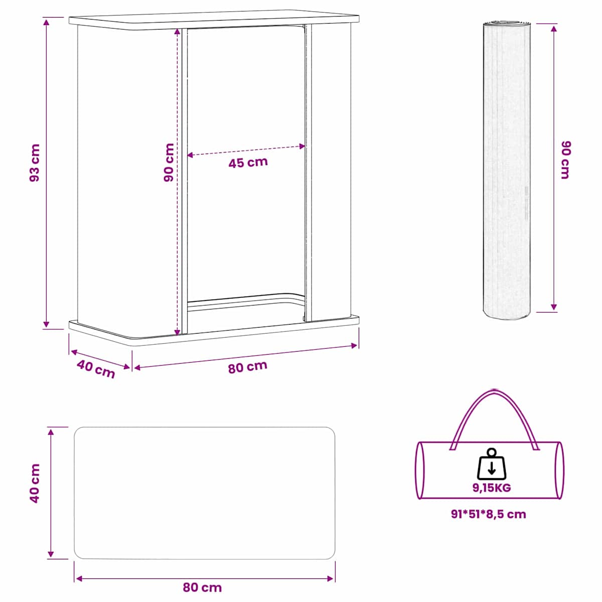 Messebord Lys brun og hvid 80 x 40 x 93 cm - Billede 10