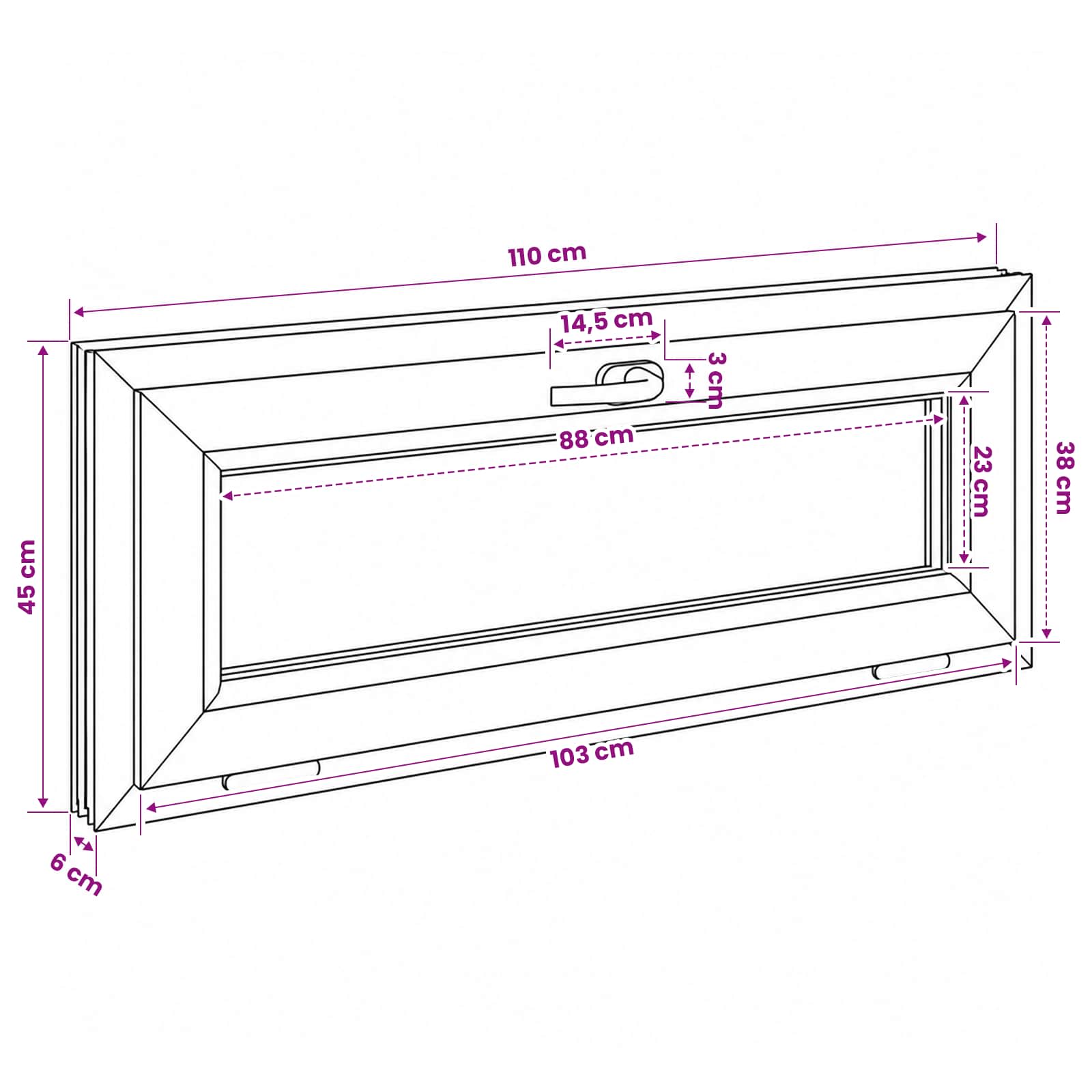 Notranja barva okna za klet bela RISOR 110 x 45 cm