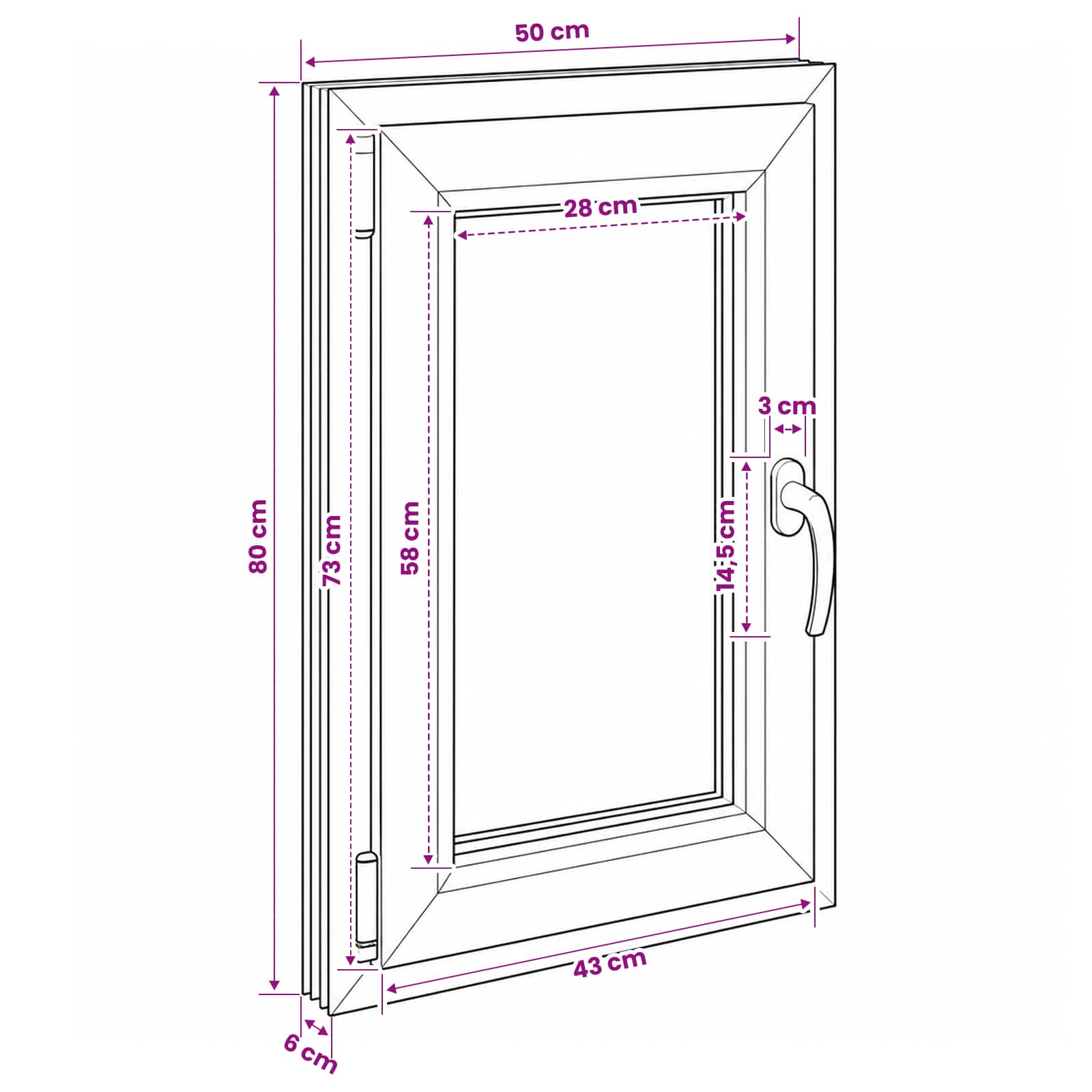 Notranja barva okna za klet bela RISOR 50 x 80 cm