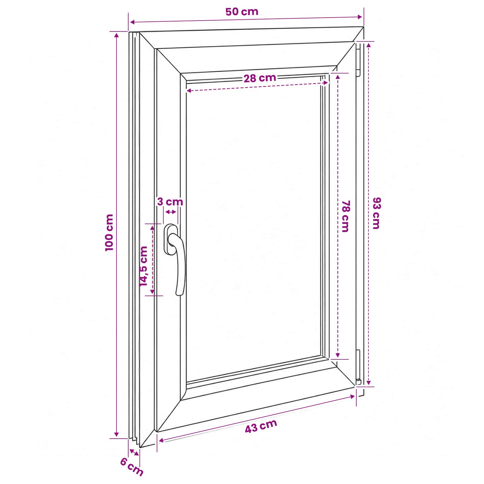Notranja barva okna za klet bela RISOR 50 x 100 cm