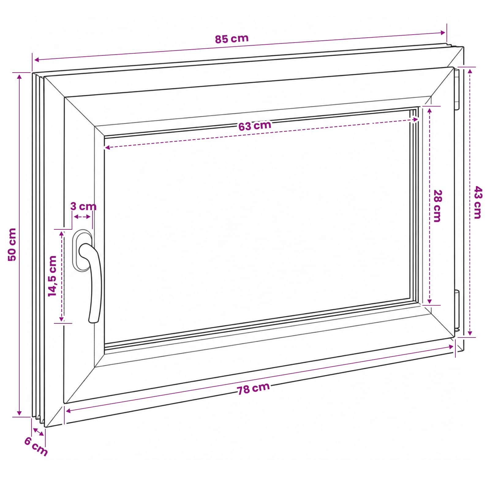 vidaXL Kellerfenster Innenseite Farbe Weiß RISOR 85 x 50 cm – Bild 11