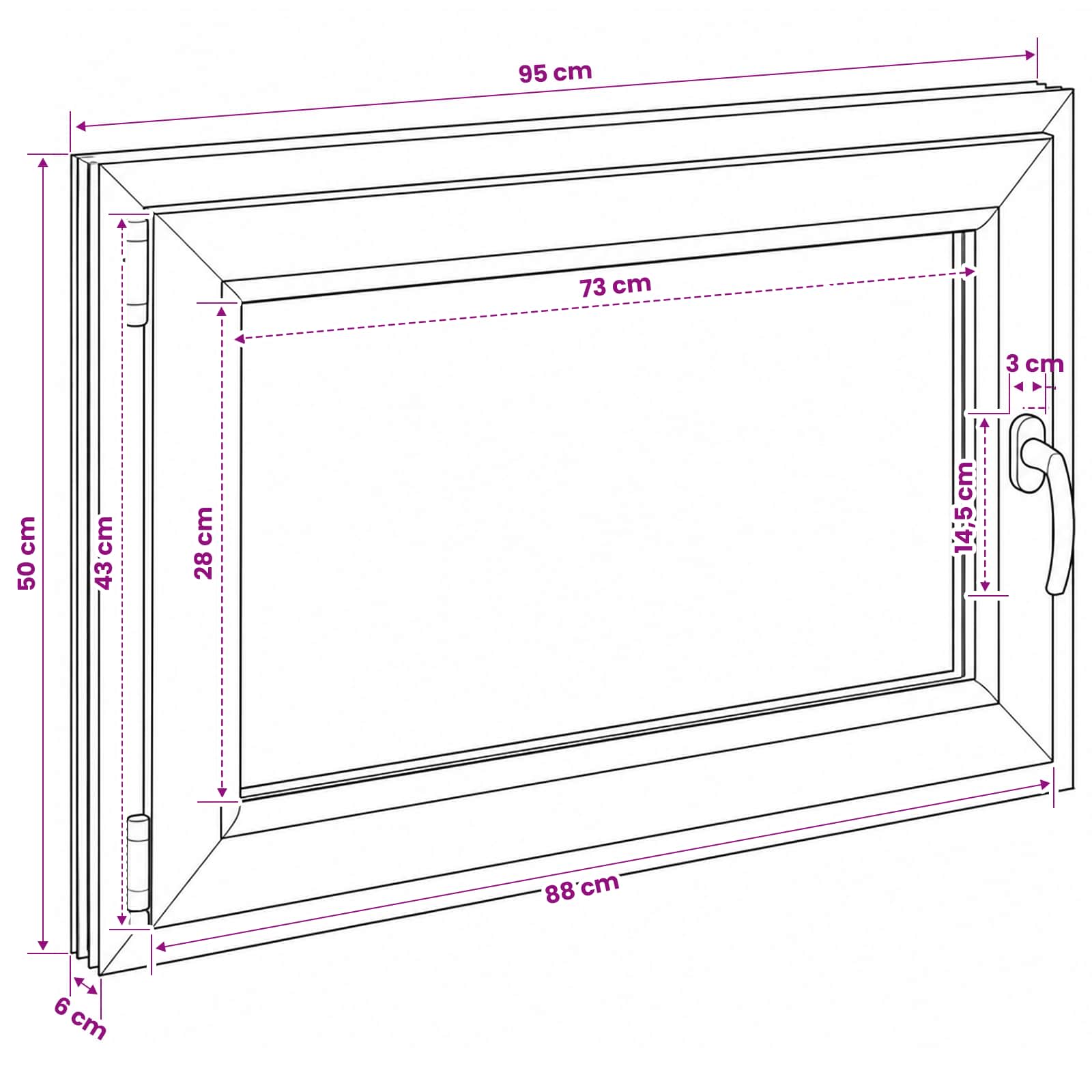 Okno za klet RISOR 95 x 50 cm PVC in prozorno steklo