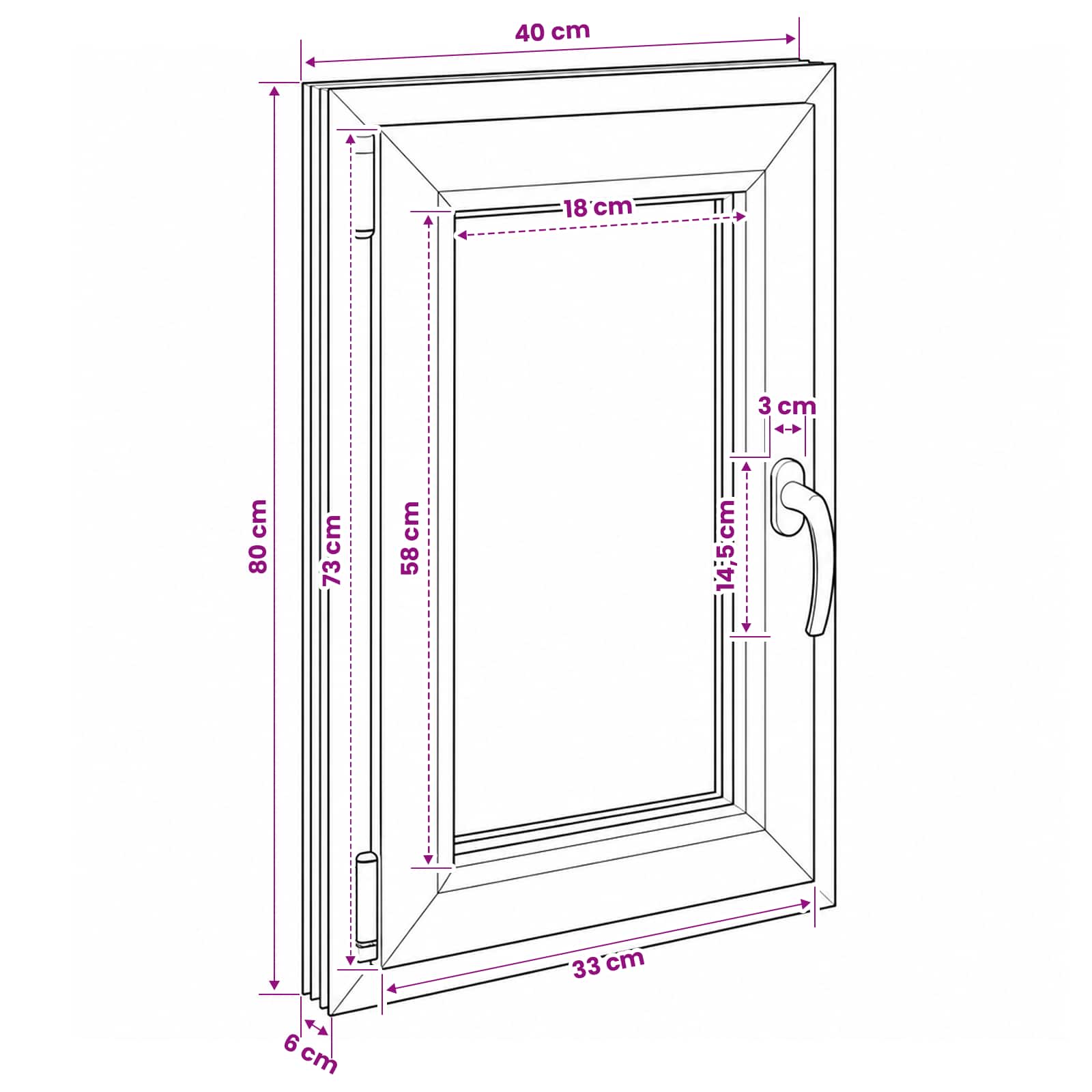 Notranja barva okna za klet bela RISOR 40 x 80 cm