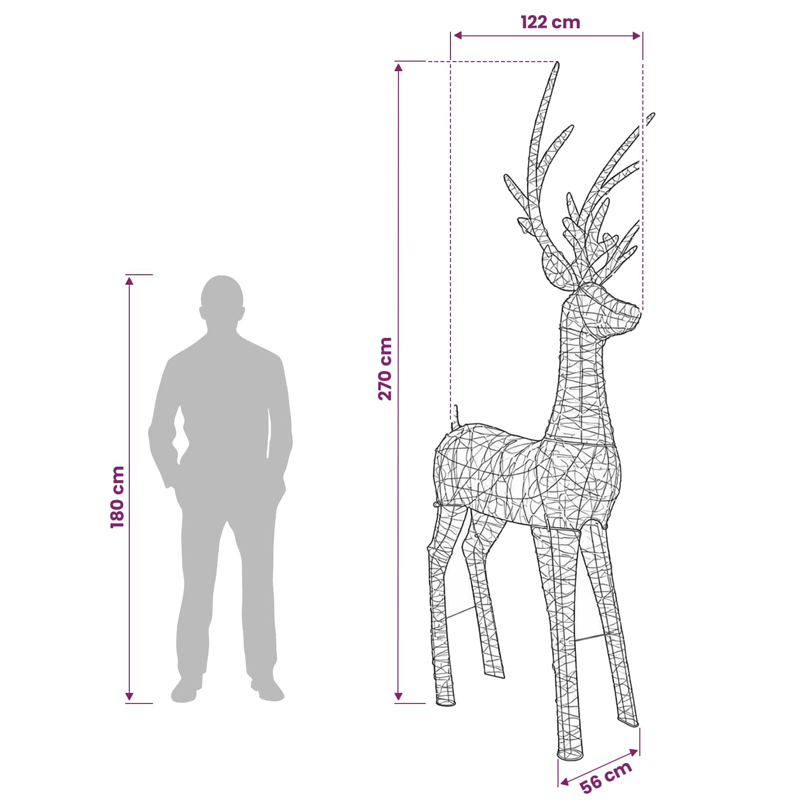Christmas LED Reindeer Motif Light 1000 LEDs size guide