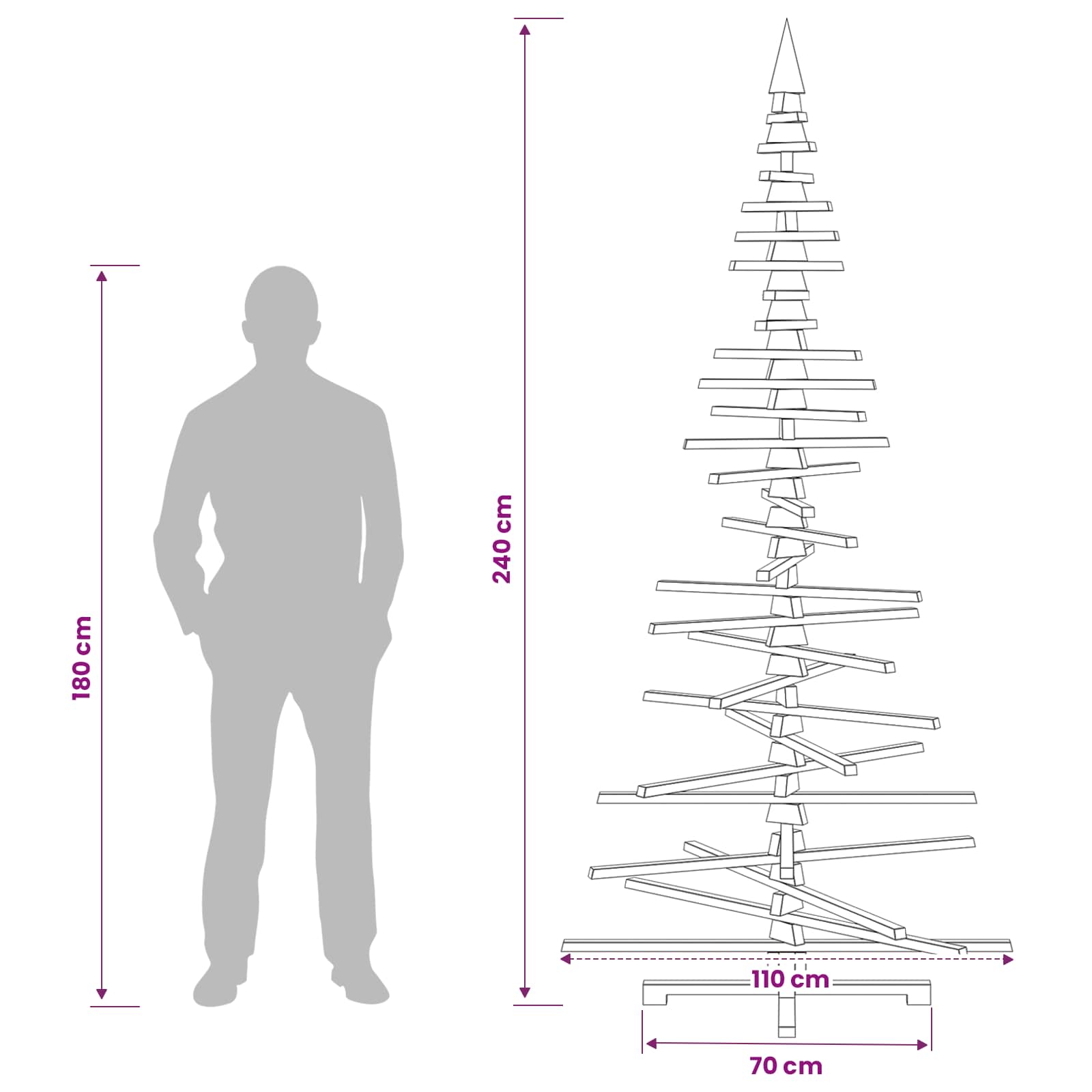 Leseno božično drevo KOTKA 240 cm Trdna borovina Naravna