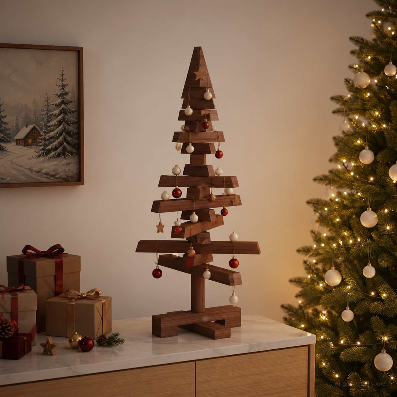 vidaXL Træ juletræ KOTKA 60 cm Massivt fyrretræ Mørkebrun Finish