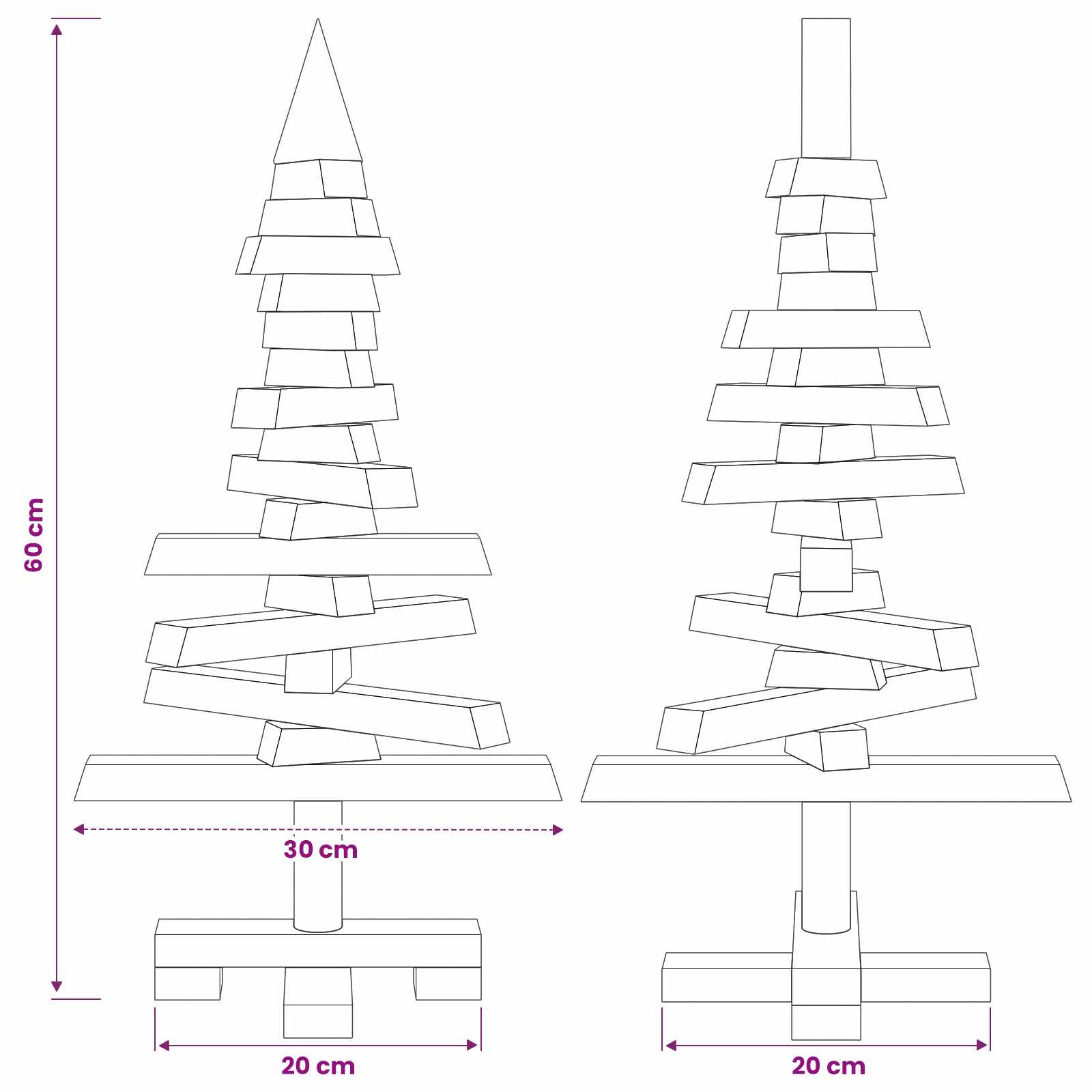Leseno božično drevo KOTKA 60 cm Trdna borovina