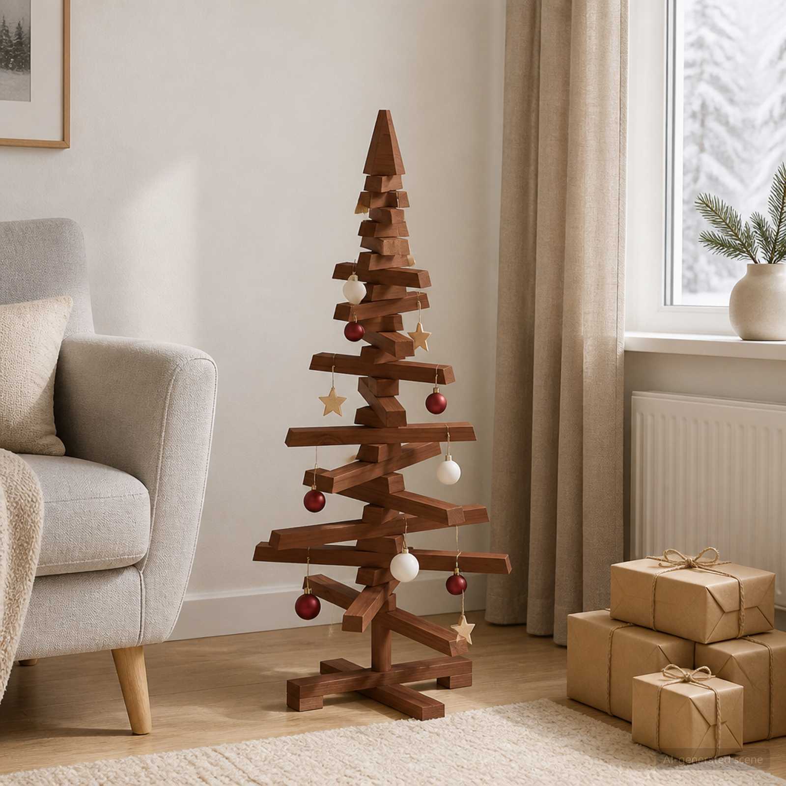 vidaXL Træ juletræ KOTKA 90 cm Massivt fyrretræ Mørkebrun Finish