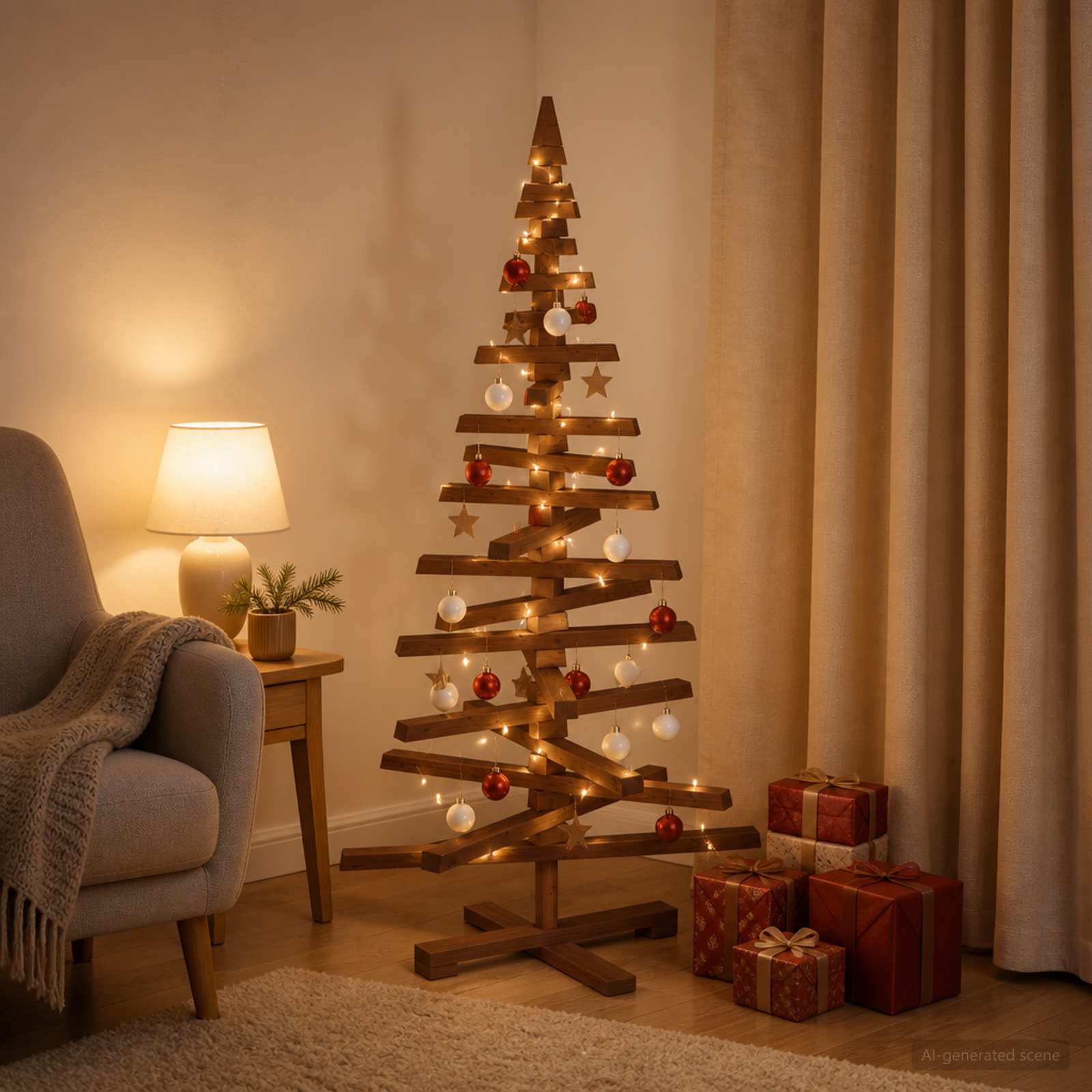 vidaXL Træ juletræ KOTKA 120 cm Massivt fyrretræ Mørkebrun Finish