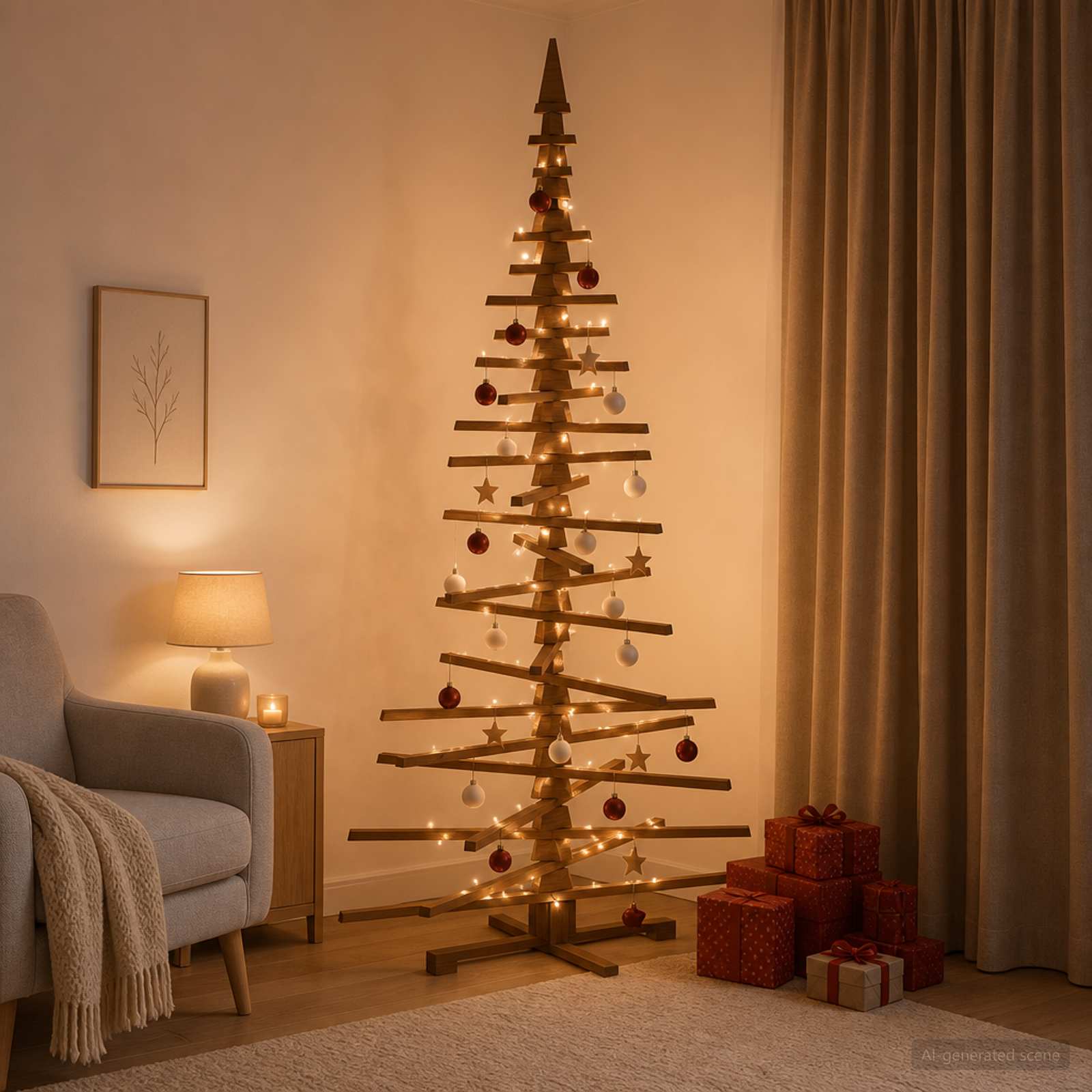vidaXL Træ juletræ KOTKA 210 cm Massivt fyrretræ Mørkebrun Finish