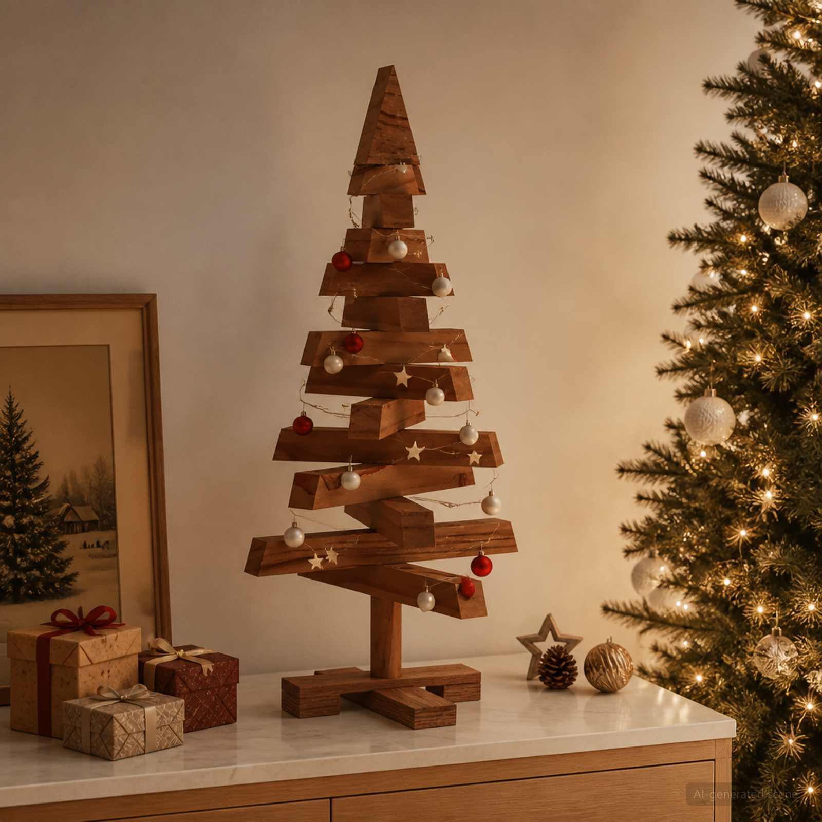 vidaXL Træ juletræ KOTKA 60 cm Massivt fyrretræ Mørkebrun Finish