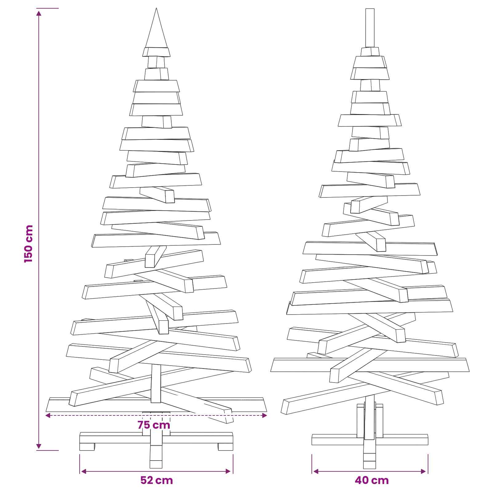 Wooden Christmas Tree KOTKA size guide