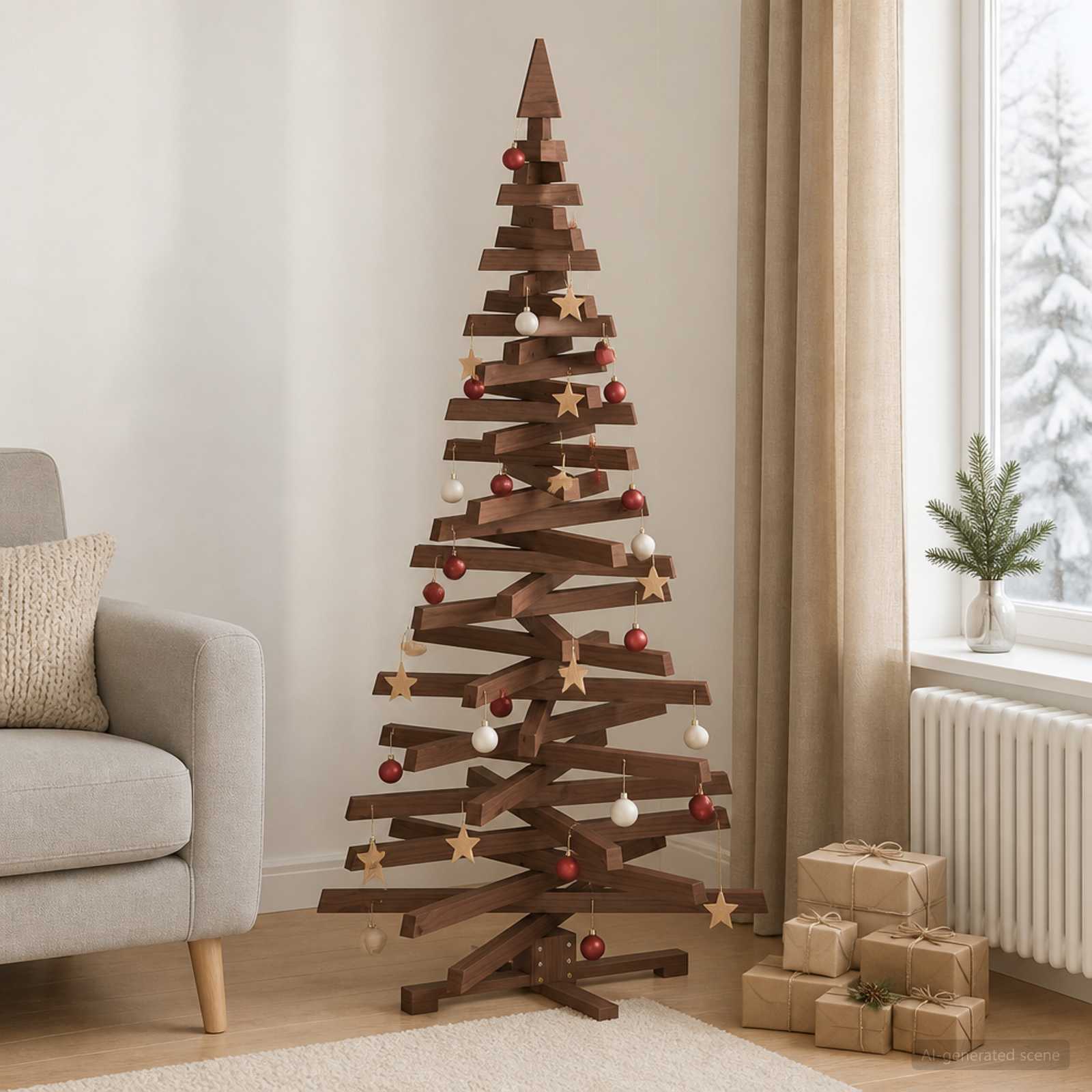 vidaXL Træ juletræ KOTKA 180 cm Massivt fyrretræ Mørkebrun Finish