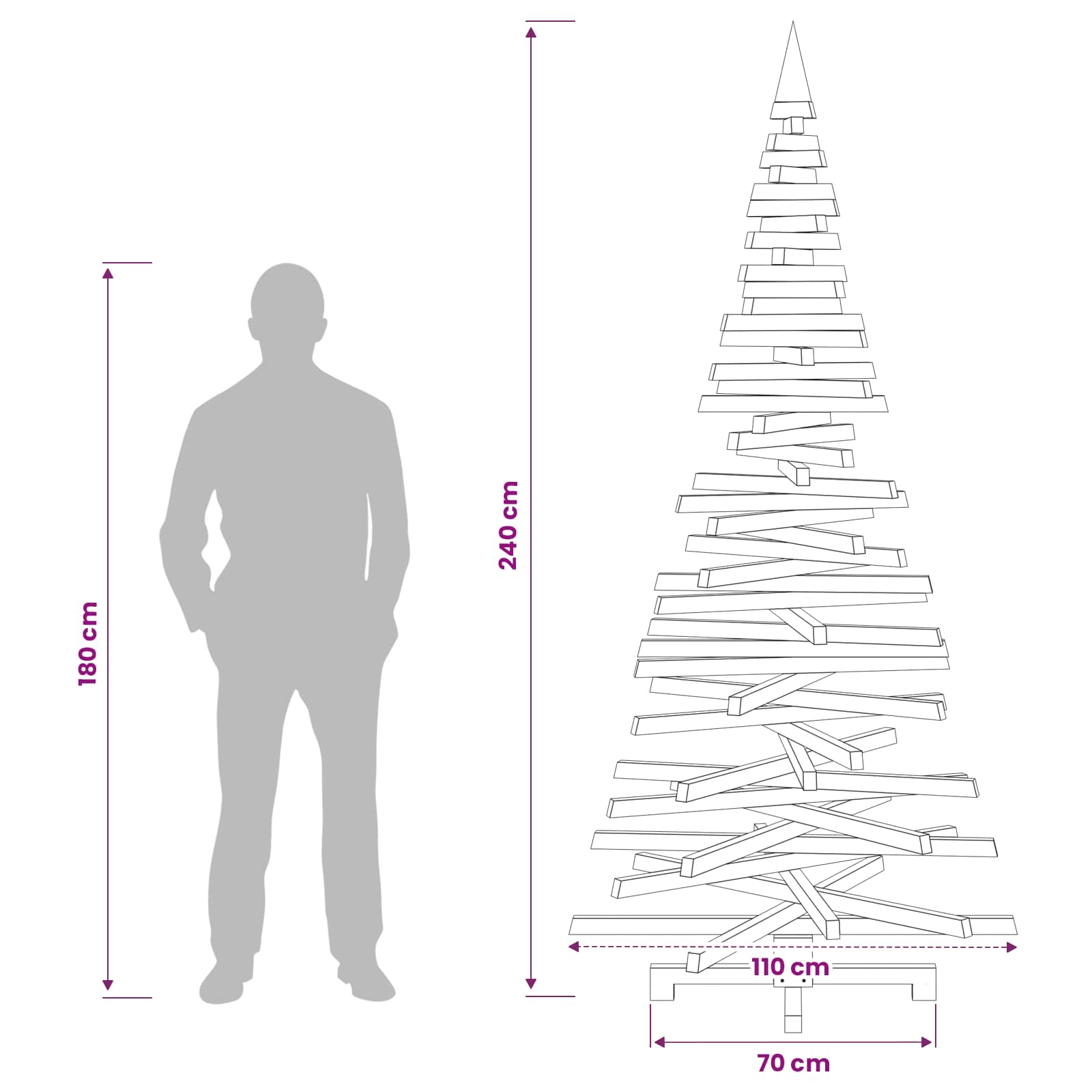 Leseno božično drevo KOTKA 240 cm Trdna borovina