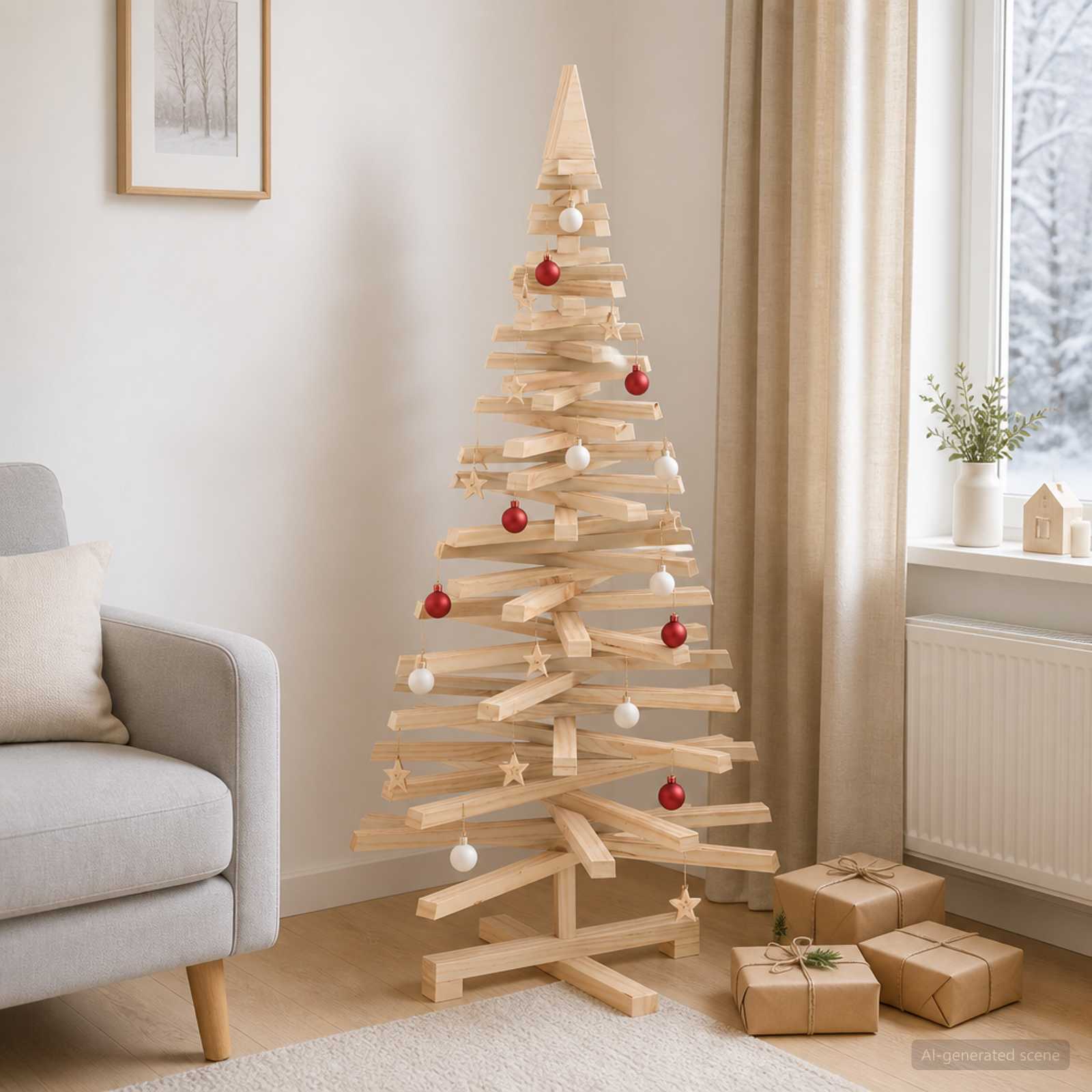Træ juletræ KOTKA Massivt fyrretræ Naturlig (ubehandlet), 120 cm