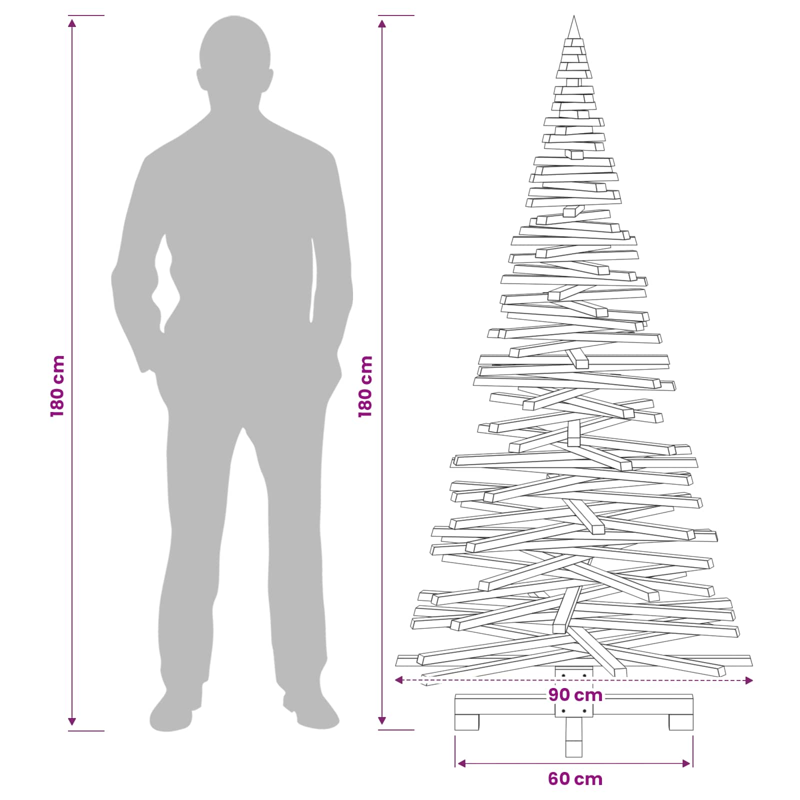 Leseno božično drevo KOTKA 180 cm Trdna borovina