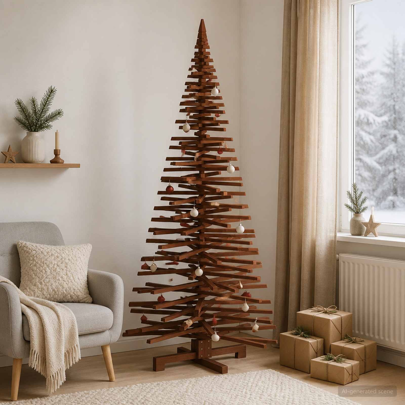 Leseno božično drevo KOTKA 210 cm Trdna borovina