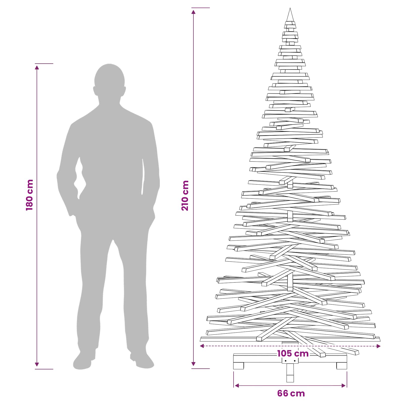 Leseno božično drevo KOTKA 210 cm Trdna borovina