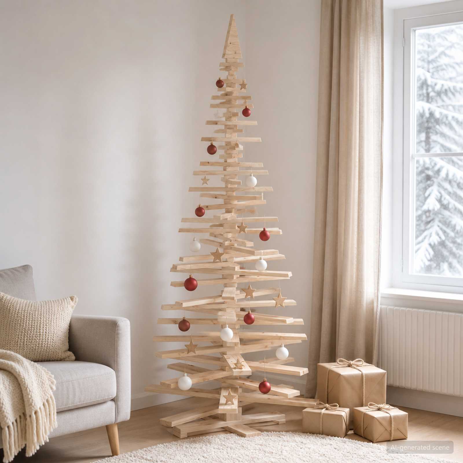 Leseno božično drevo KOTKA 240 cm Trdna borovina Naravna