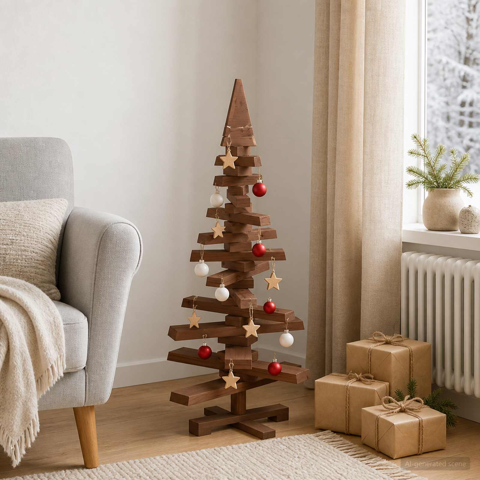 vidaXL Træ juletræ KOTKA 90 cm Massivt fyrretræ Mørkebrun Finish
