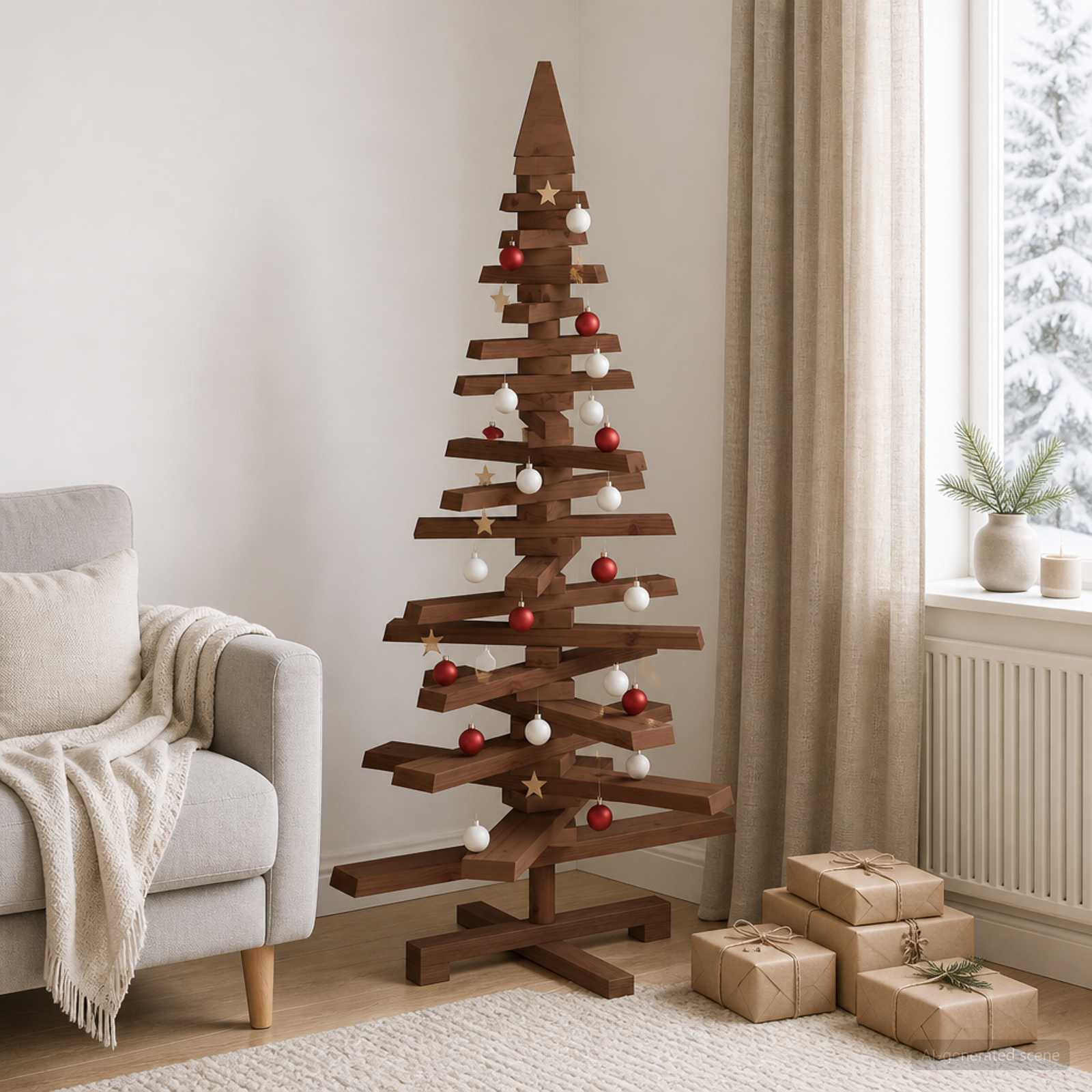 Leseno božično drevo KOTKA 120 cm Trdna borovina