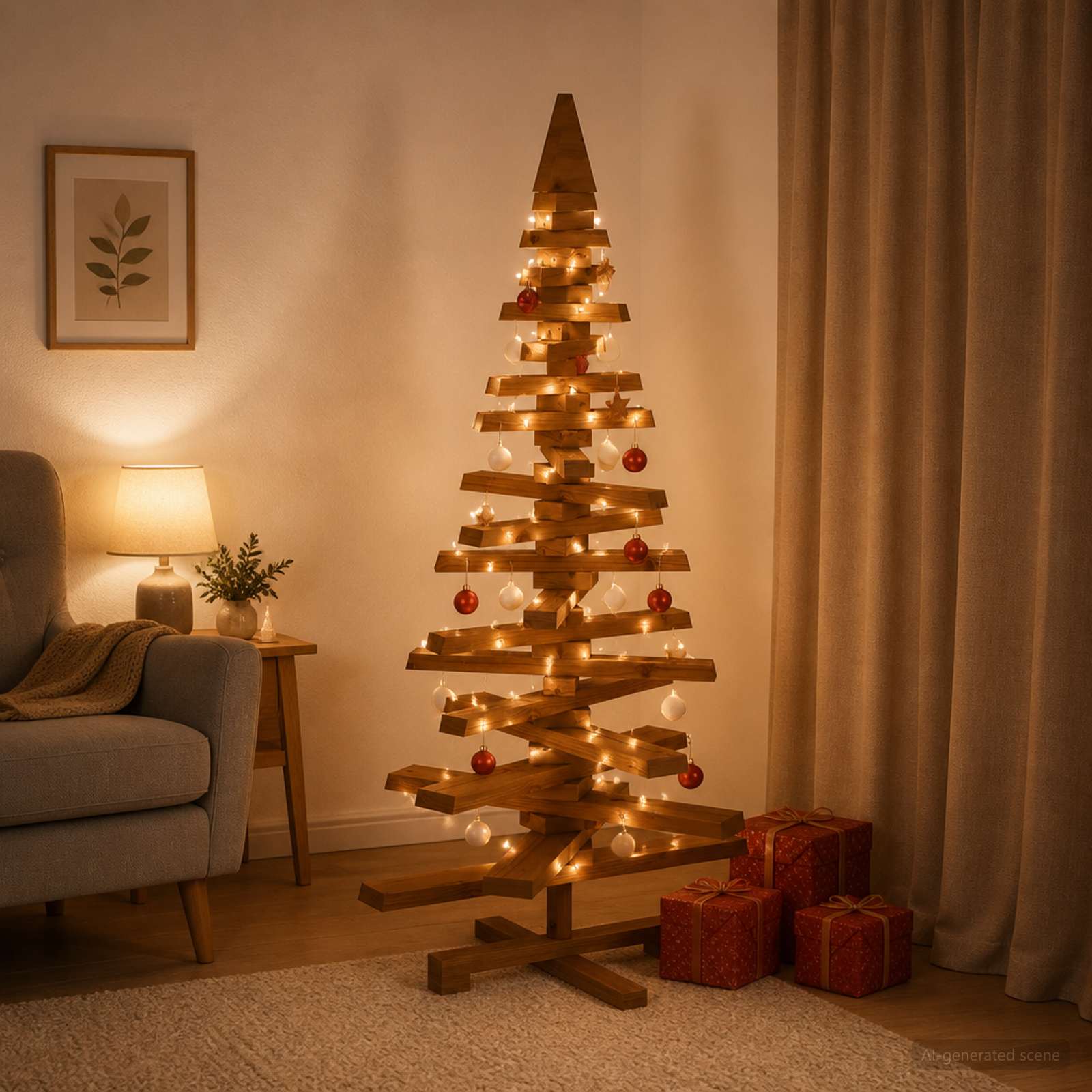 Leseno božično drevo KOTKA 120 cm Trdna borovina