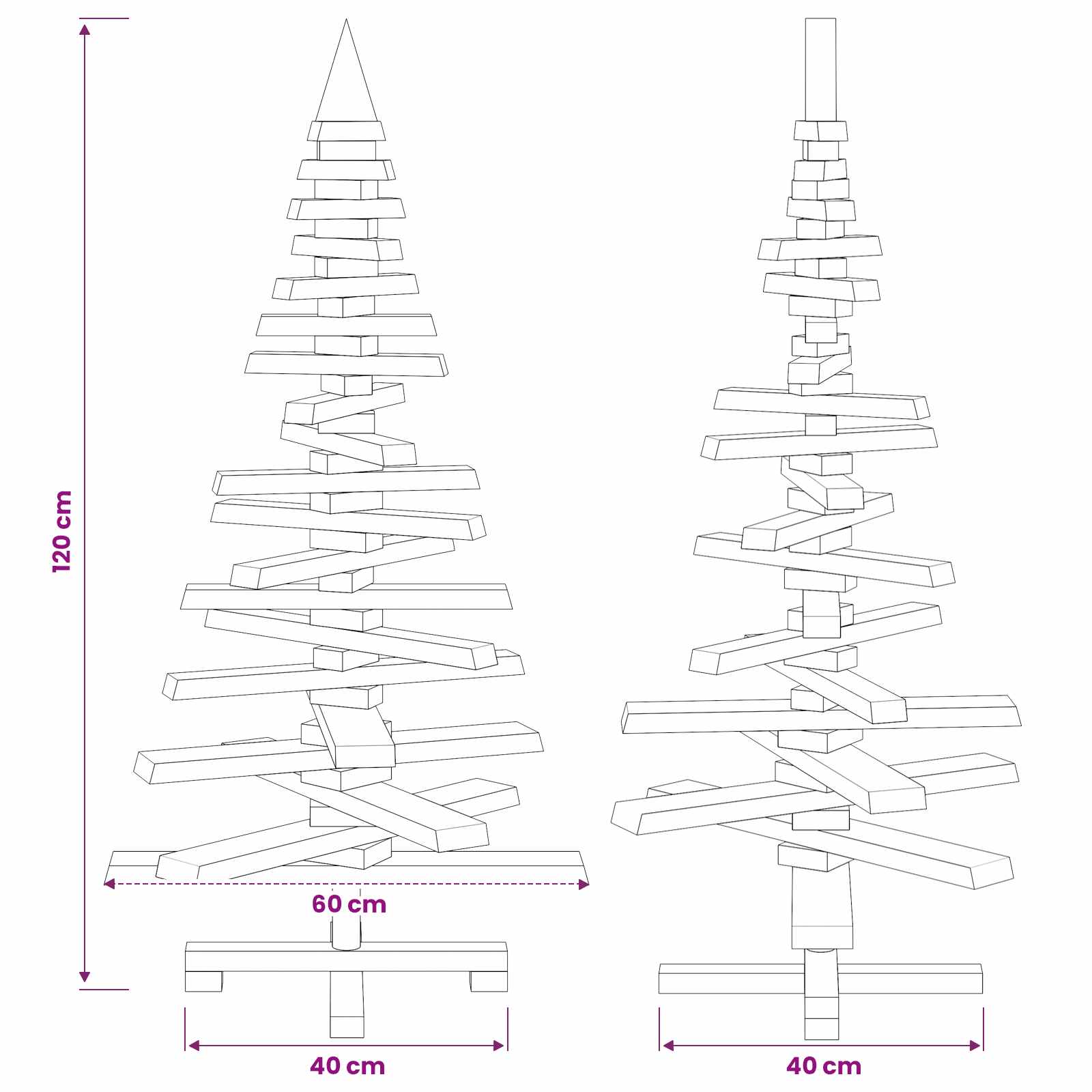 Leseno božično drevo KOTKA 120 cm Trdna borovina
