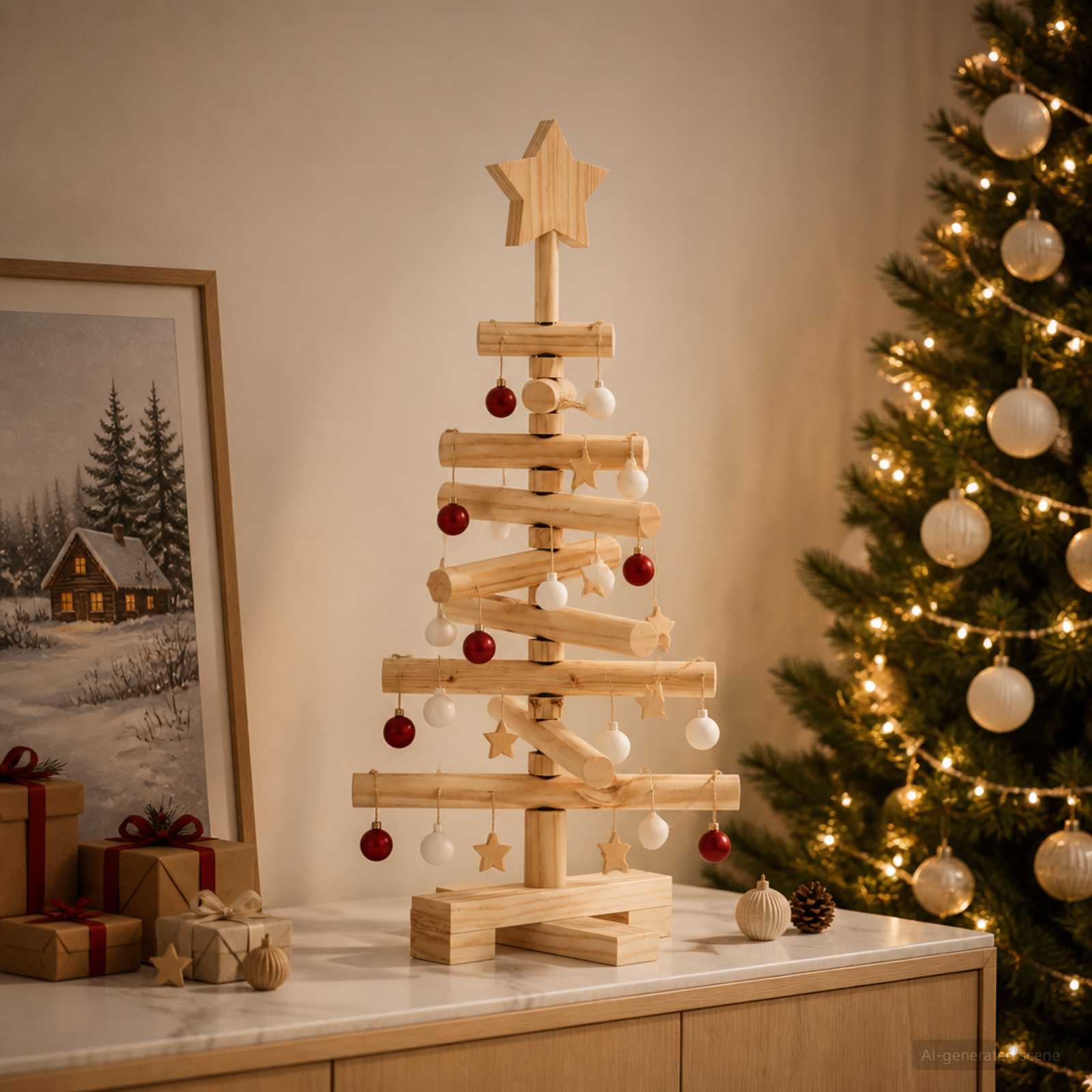 Leseno božično drevo KOTKA 60 cm Trdna borovina Naravna
